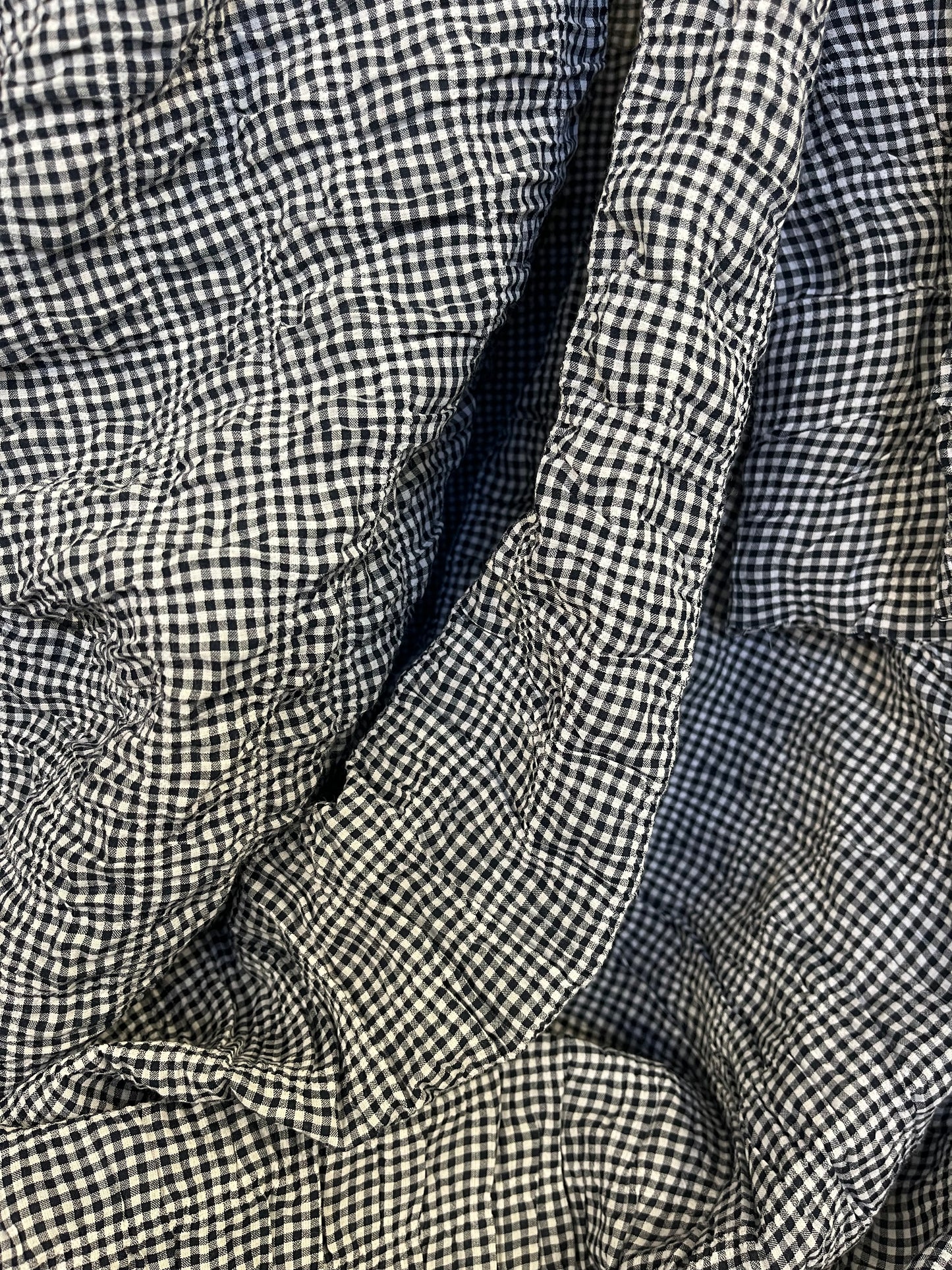 Textured Gingham Cotton - Dark Navy & White