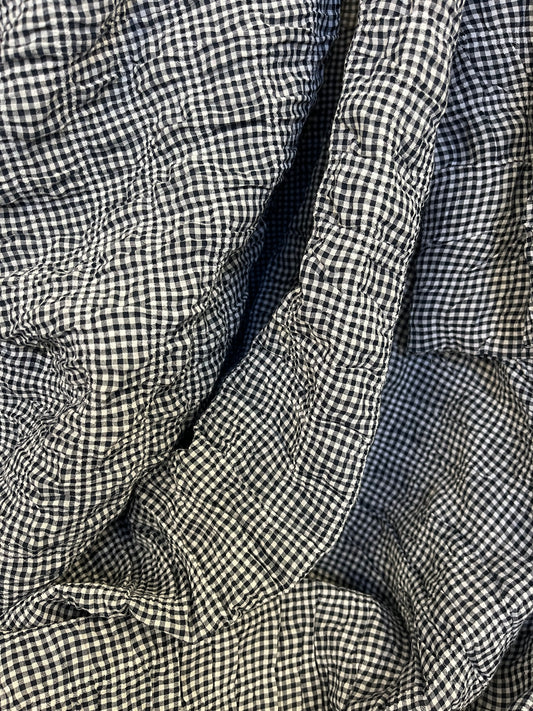 Textured Gingham Cotton - Dark Navy & White