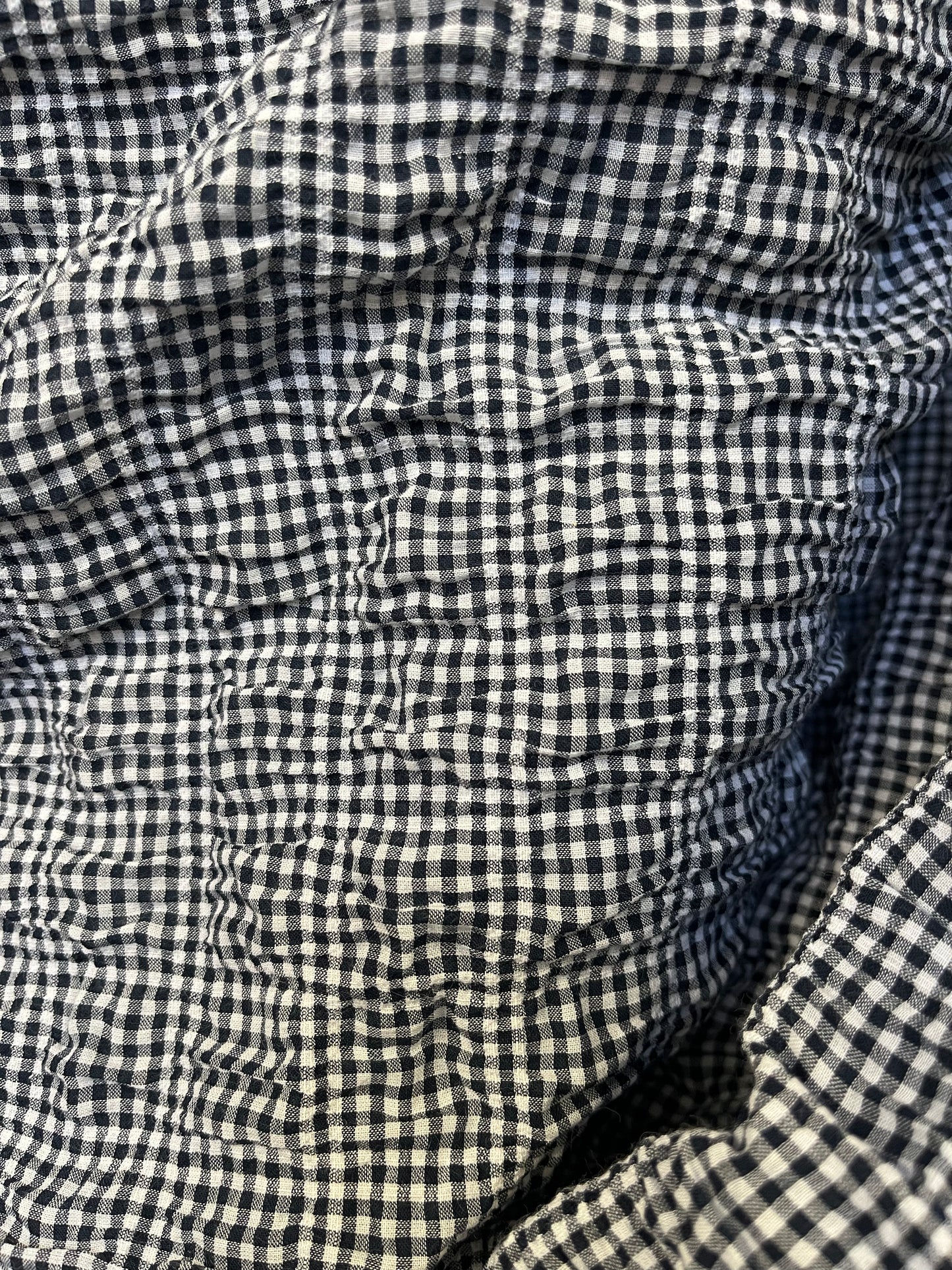 Textured Gingham Cotton - Dark Navy & White