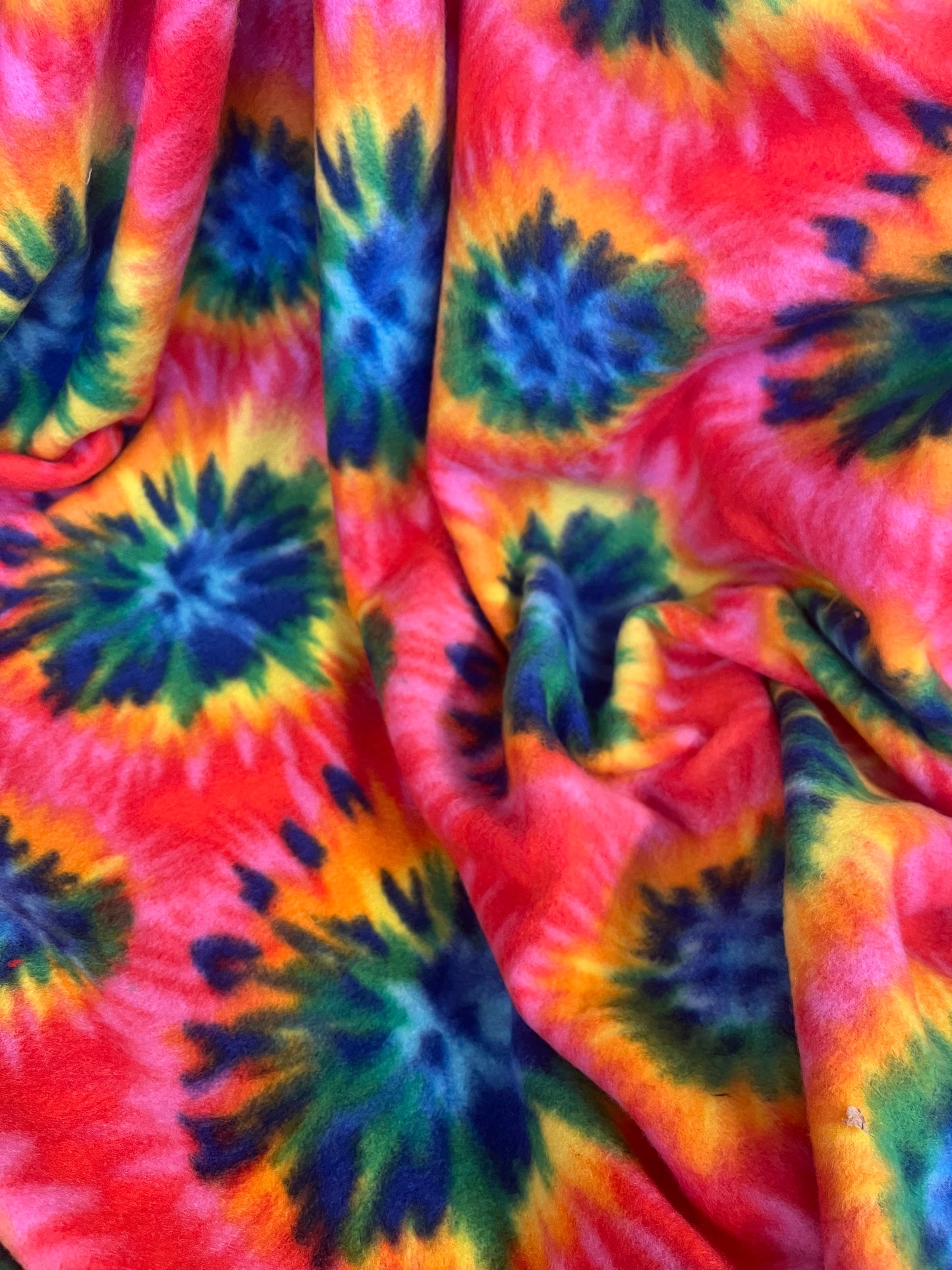 Tie Dye Printed Polar Fleece - Rainbow Multicolor