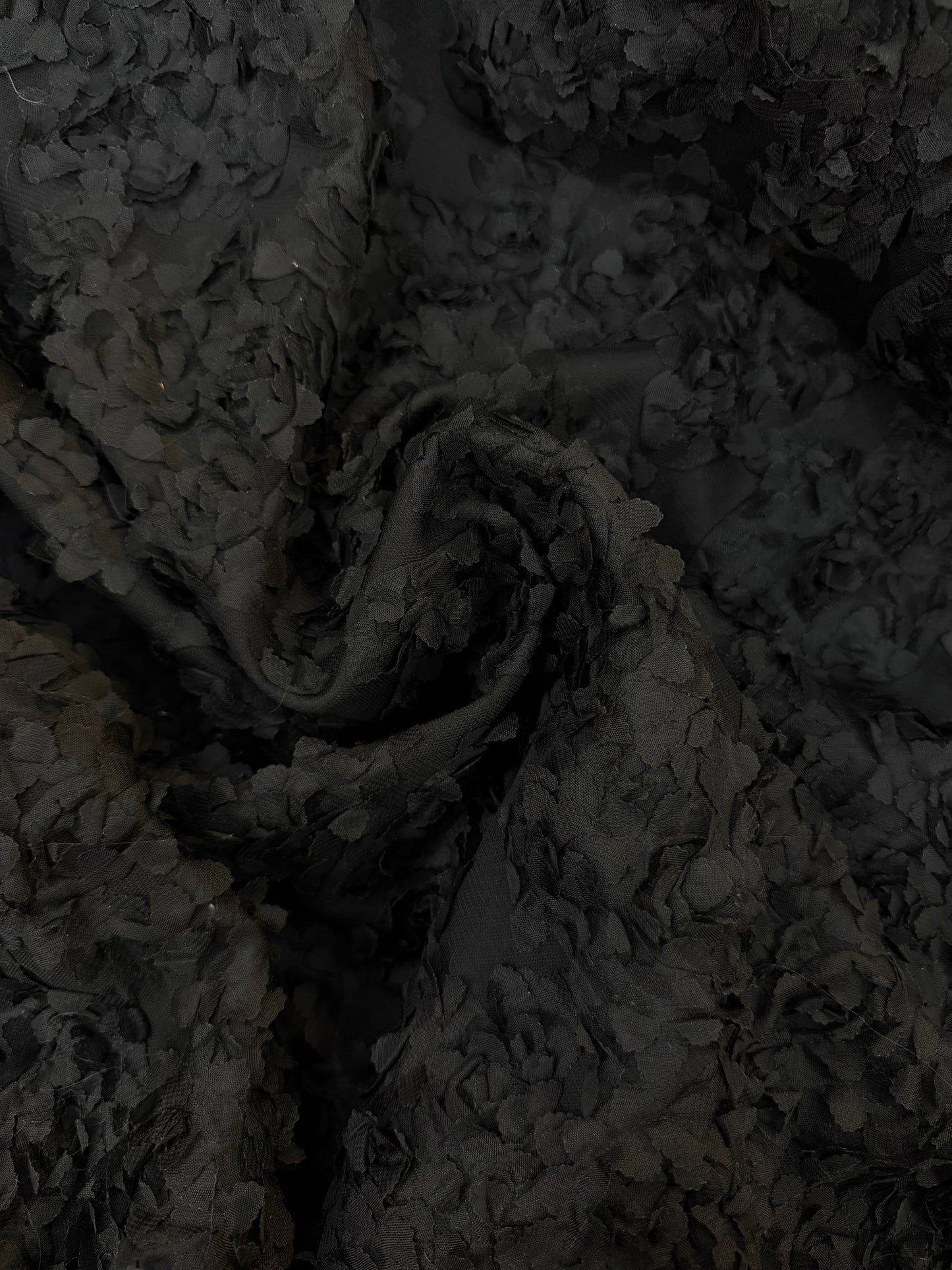 Floral Applique Fused Scuba - Jet Black