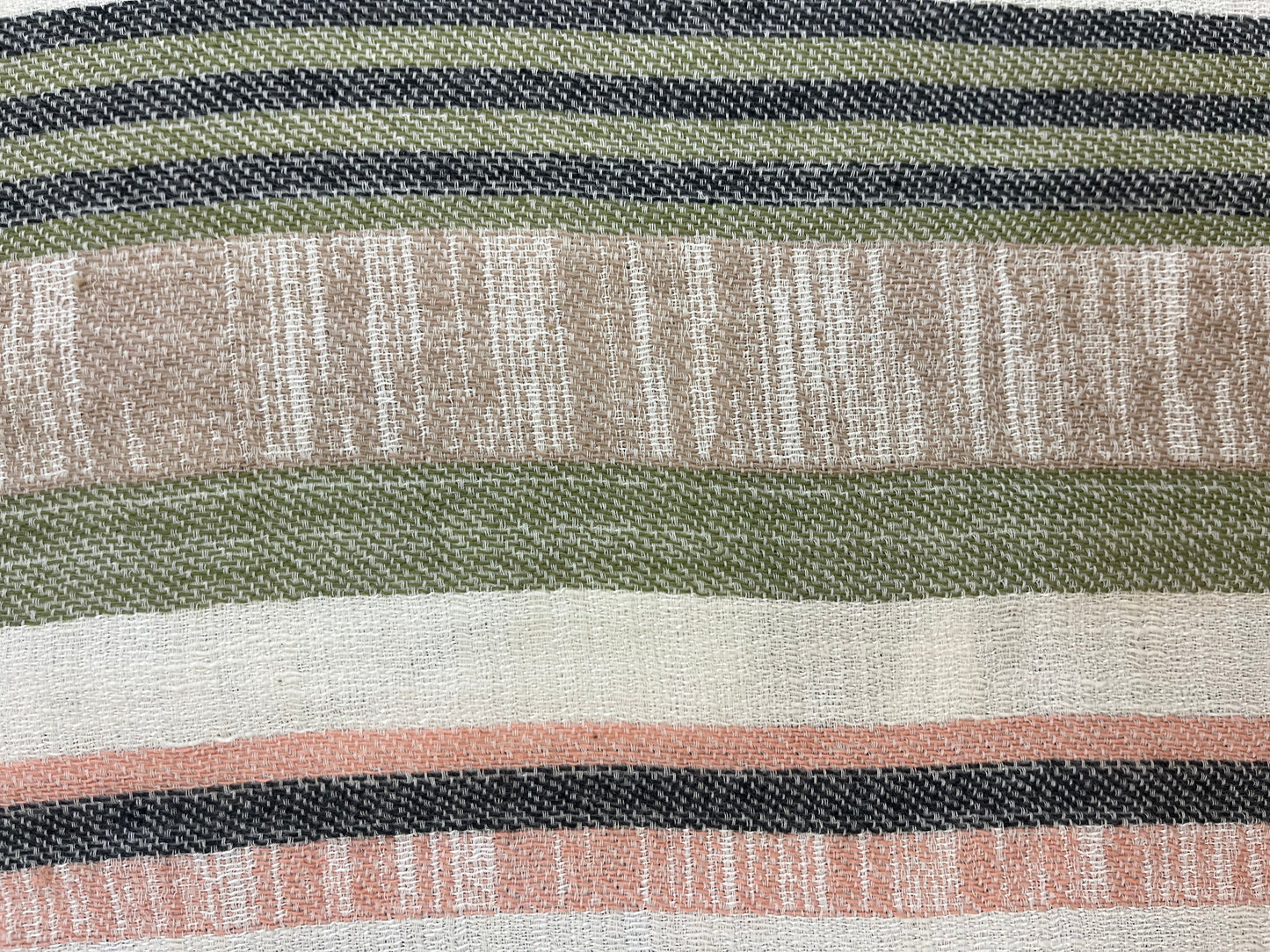 Textured Cotton Stripe - Warm White & Pastel