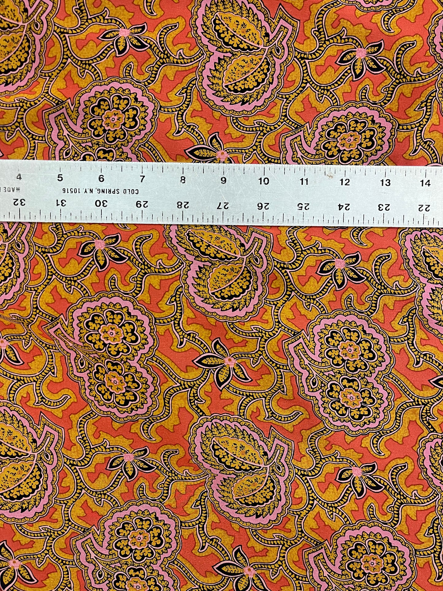 Paisley Printed Silk Chiffon - Orange, Yellow, Purple & Black