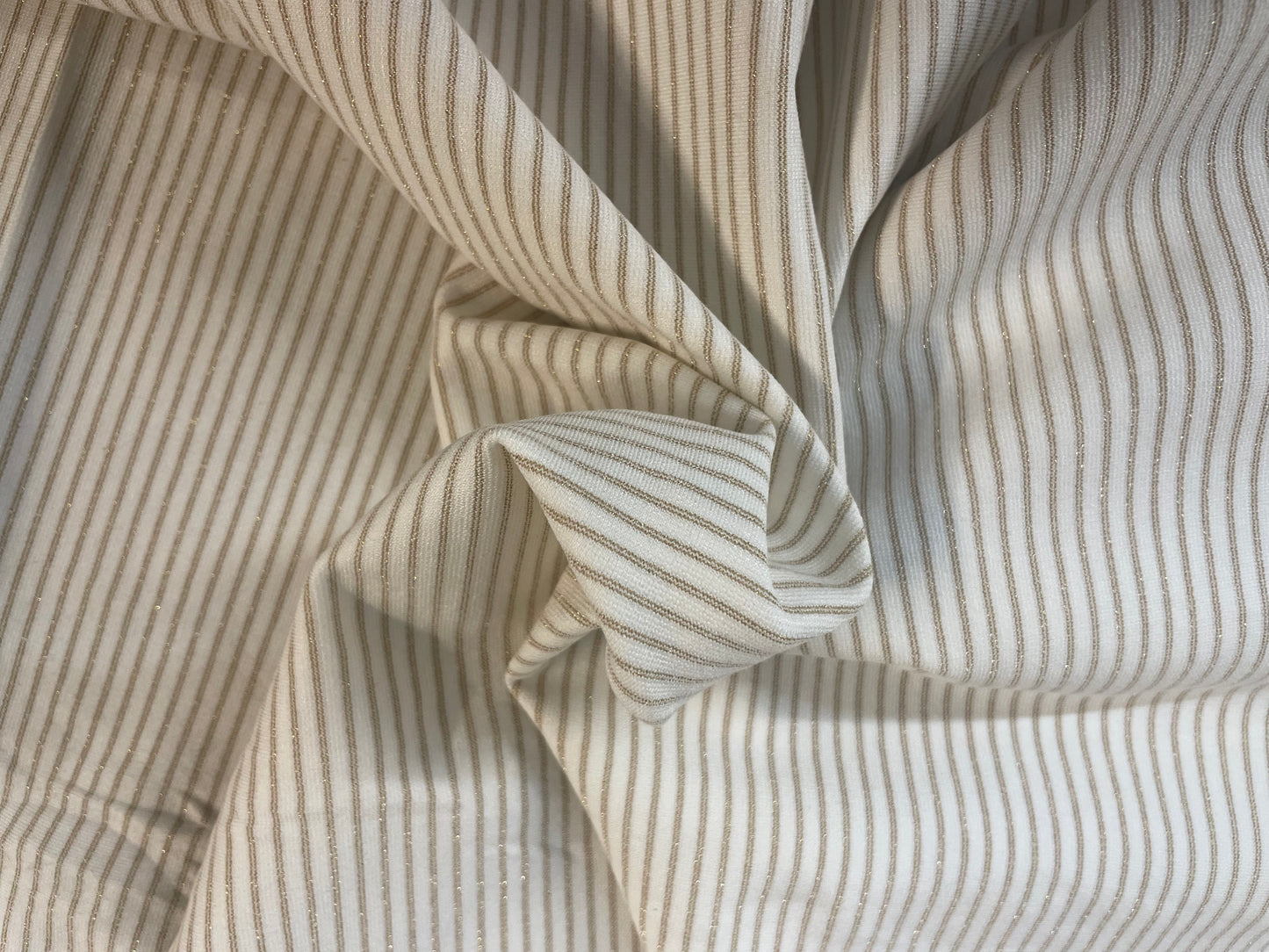 Stripe Double Knit Stretch Rayon - Cream /Gold
