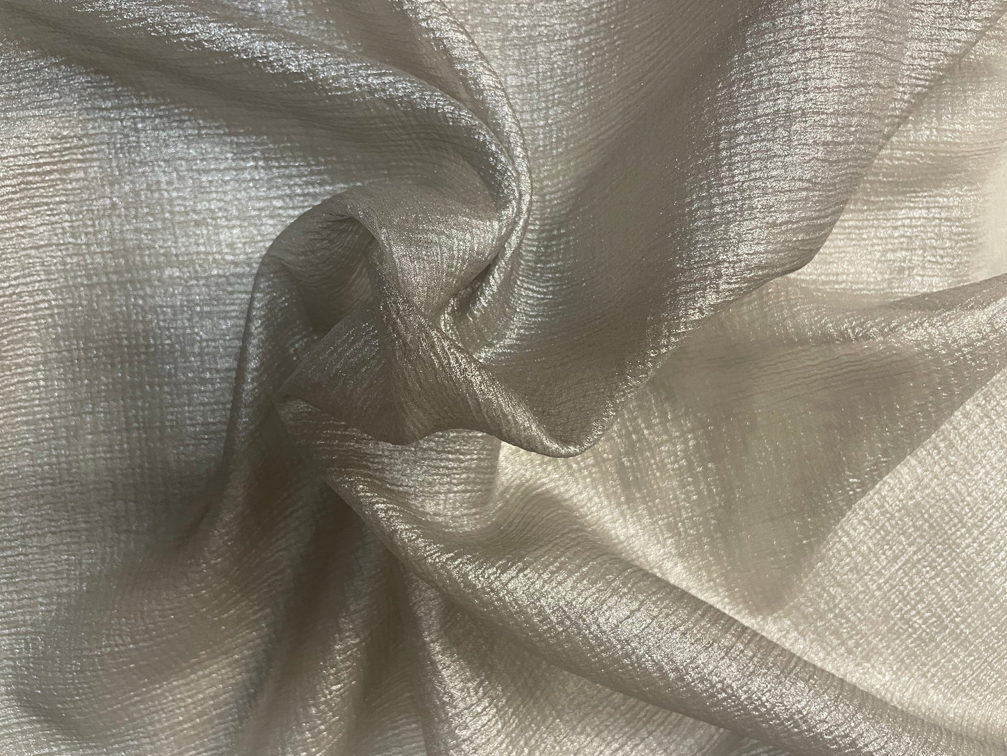 Pleated Italian Silk Chiffon - Glittery Silver