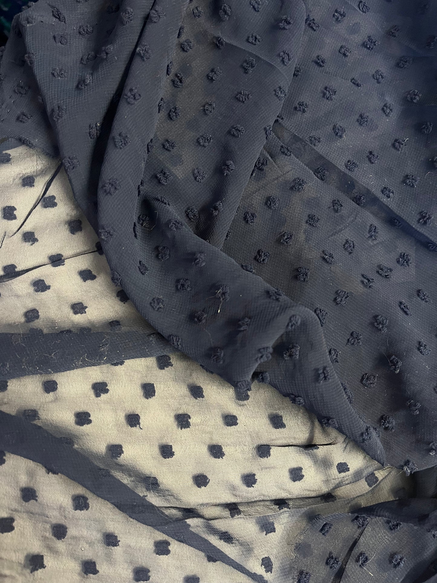 Swiss Dot Poly Chiffon - Navy Blue