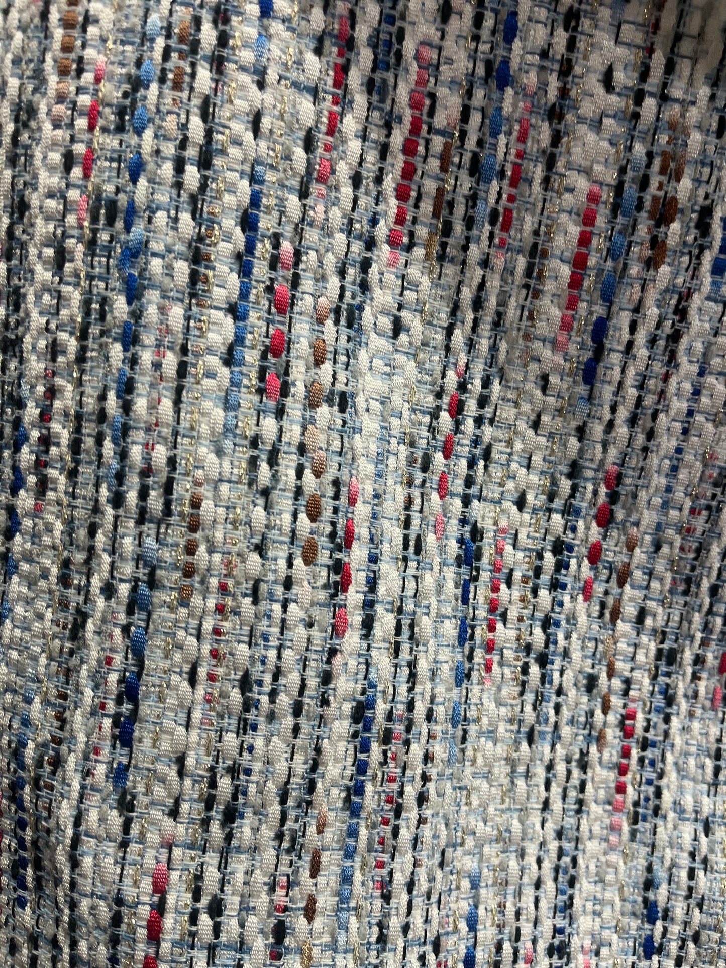 Poly Ribbon Boucle with Fringe - Red, White, Blue & Black