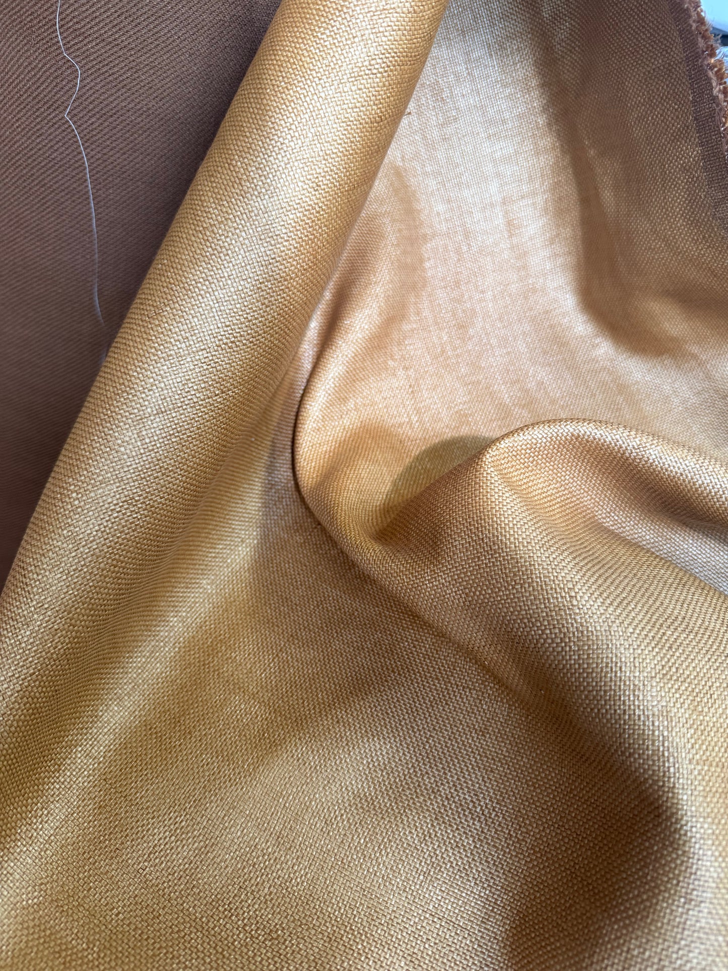 Italian Textured Linen Blend - Brown Tan