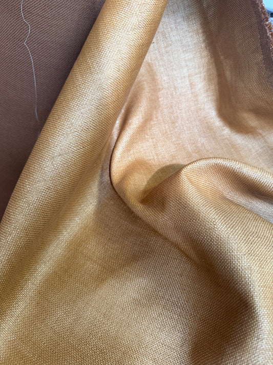 Italian Textured Linen Blend - Brown Tan