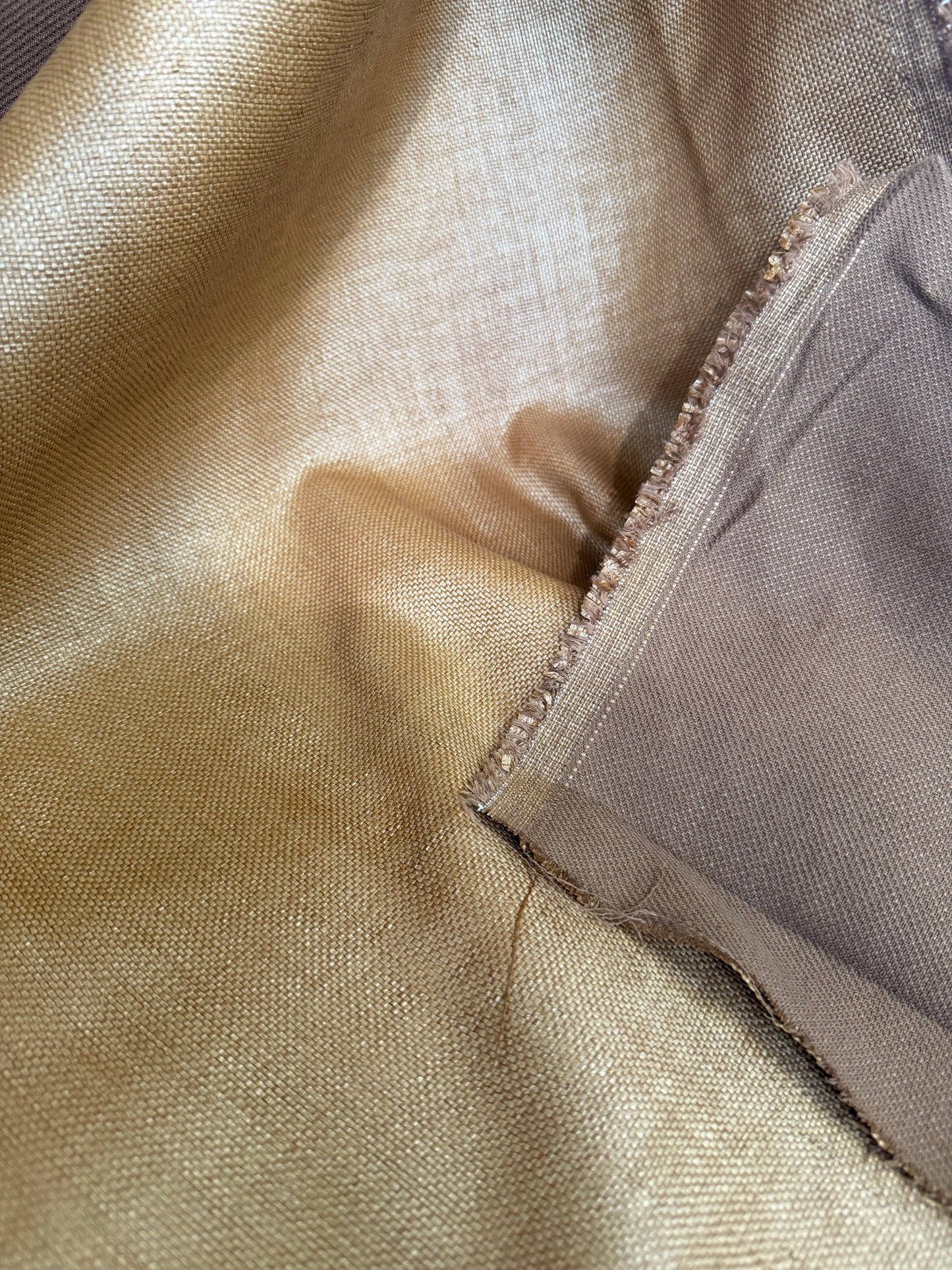 Italian Textured Linen Blend - Brown Tan