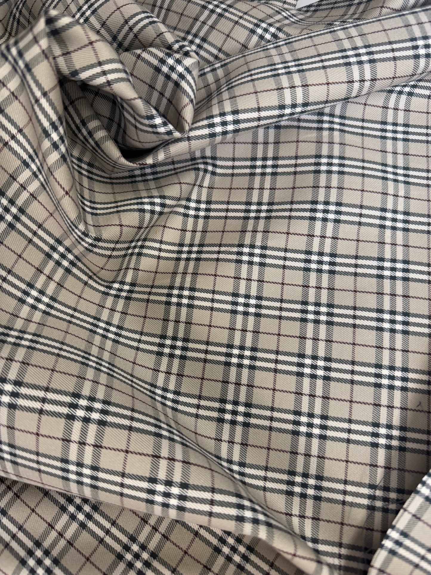 Japanese Cotton Fine Twill Plaid - Tan, Red, Black & White