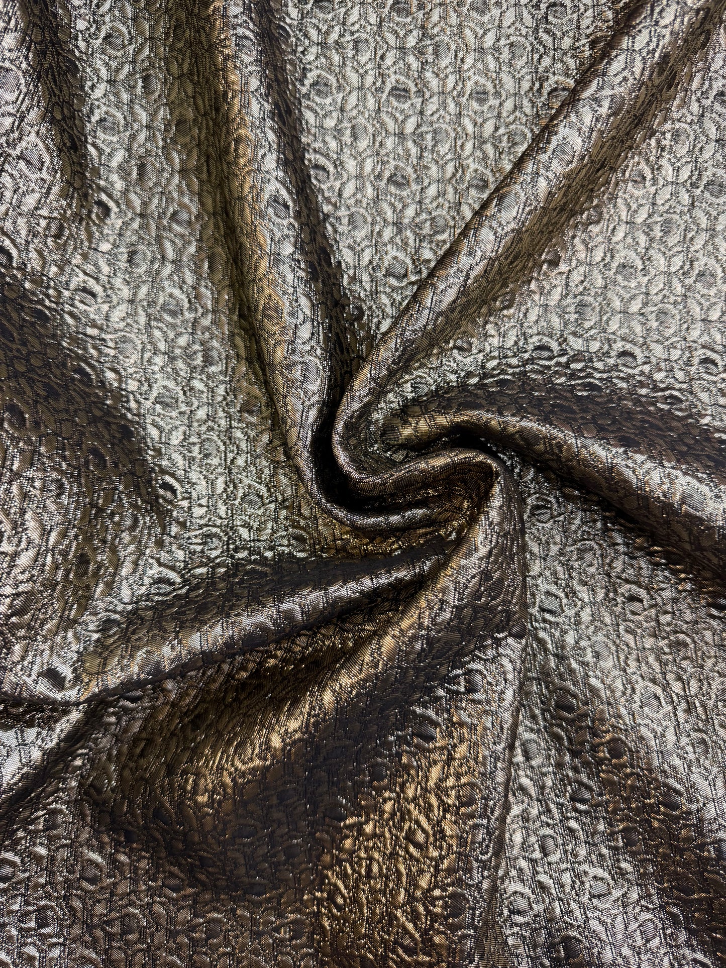Designer Floral Brocade - Gold Lurex & Black
