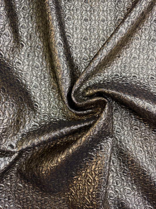 Designer Floral Brocade - Gold Lurex & Black