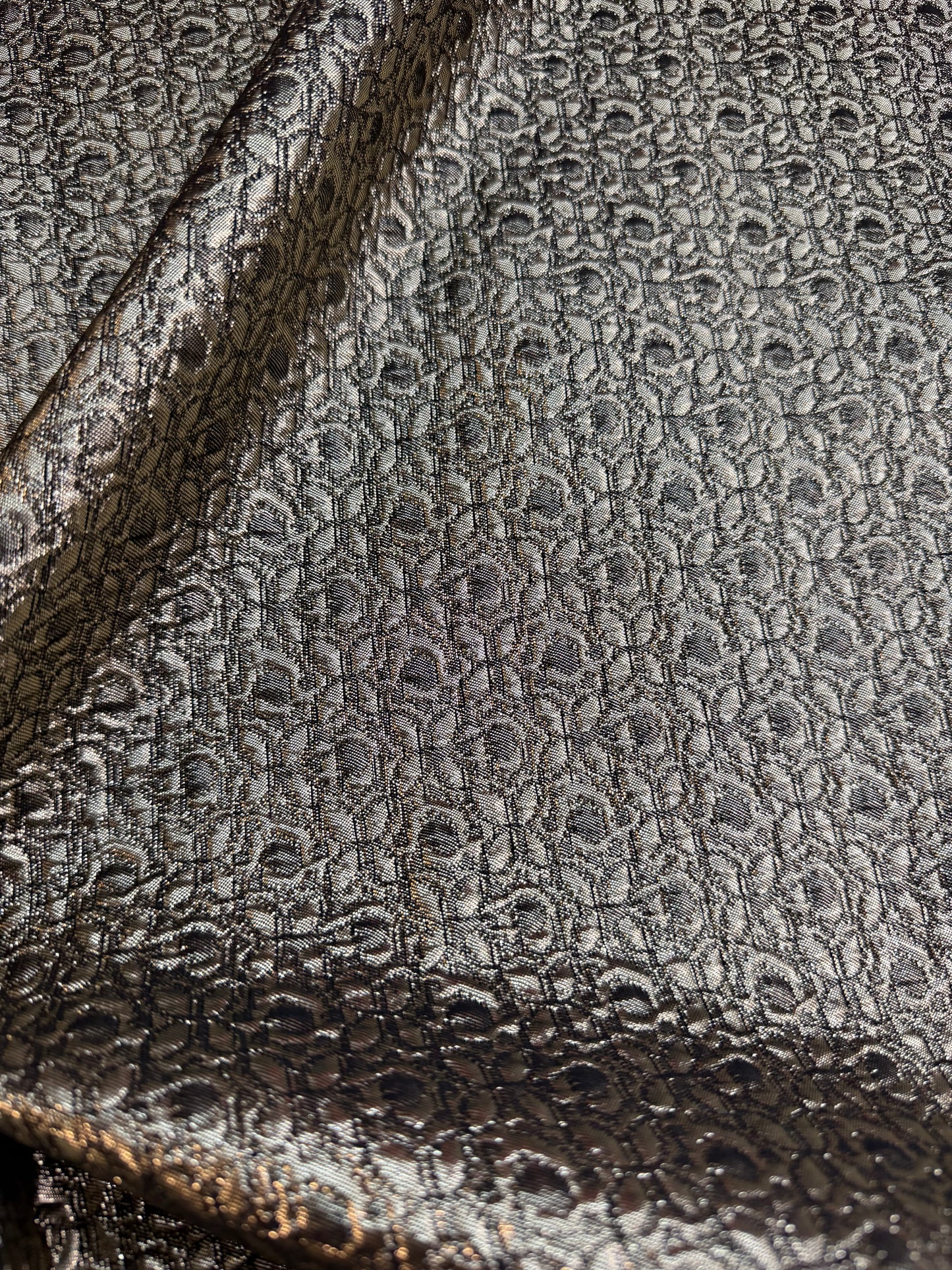 Designer Floral Brocade - Gold Lurex & Black