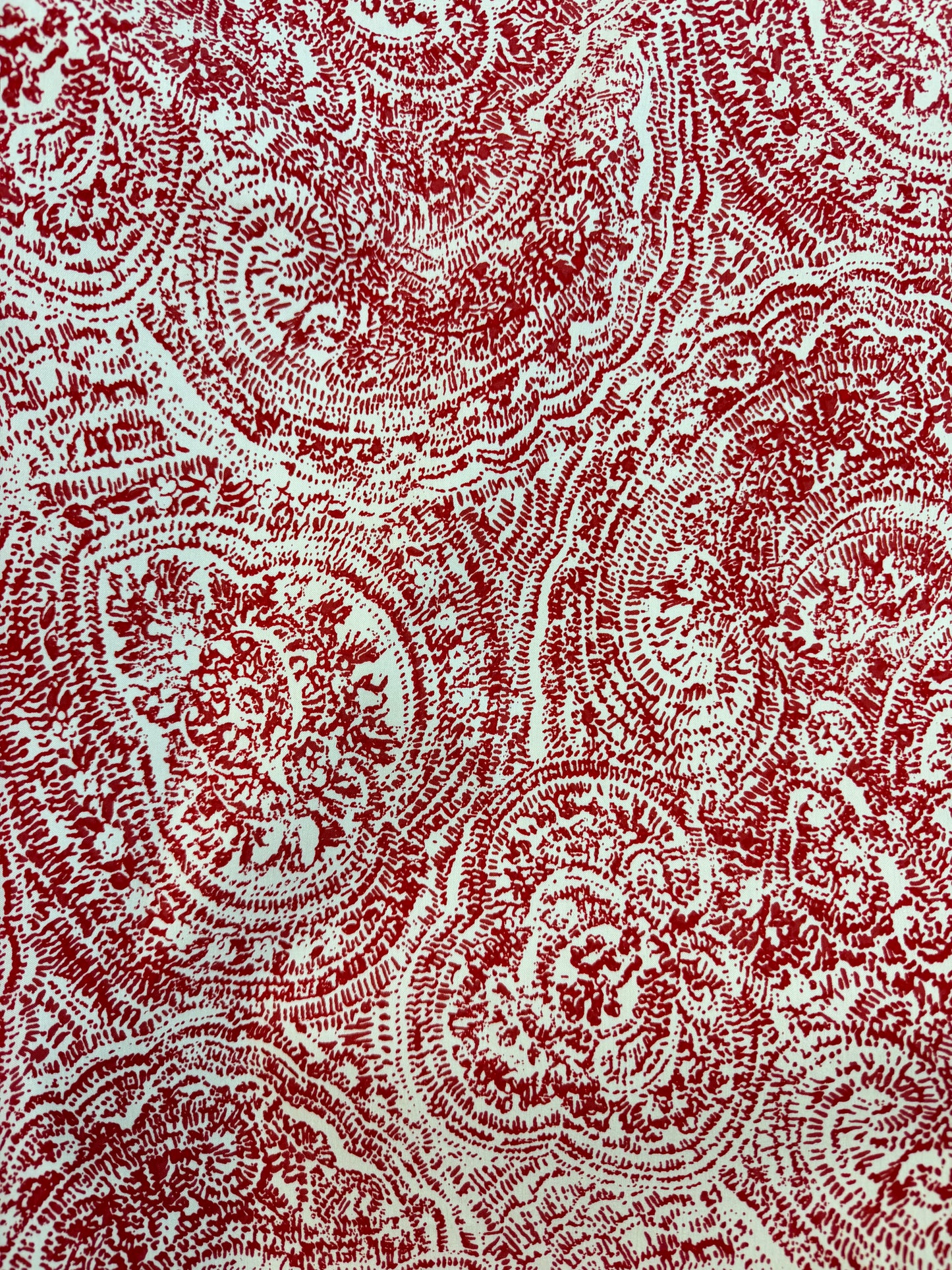 Rayon Spandex Print - Red Antique Paisely
