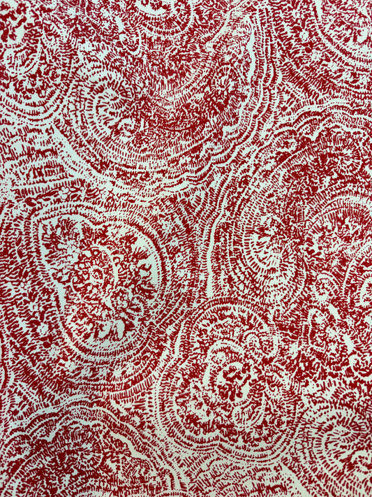 Rayon Spandex Print - Red Antique Paisely