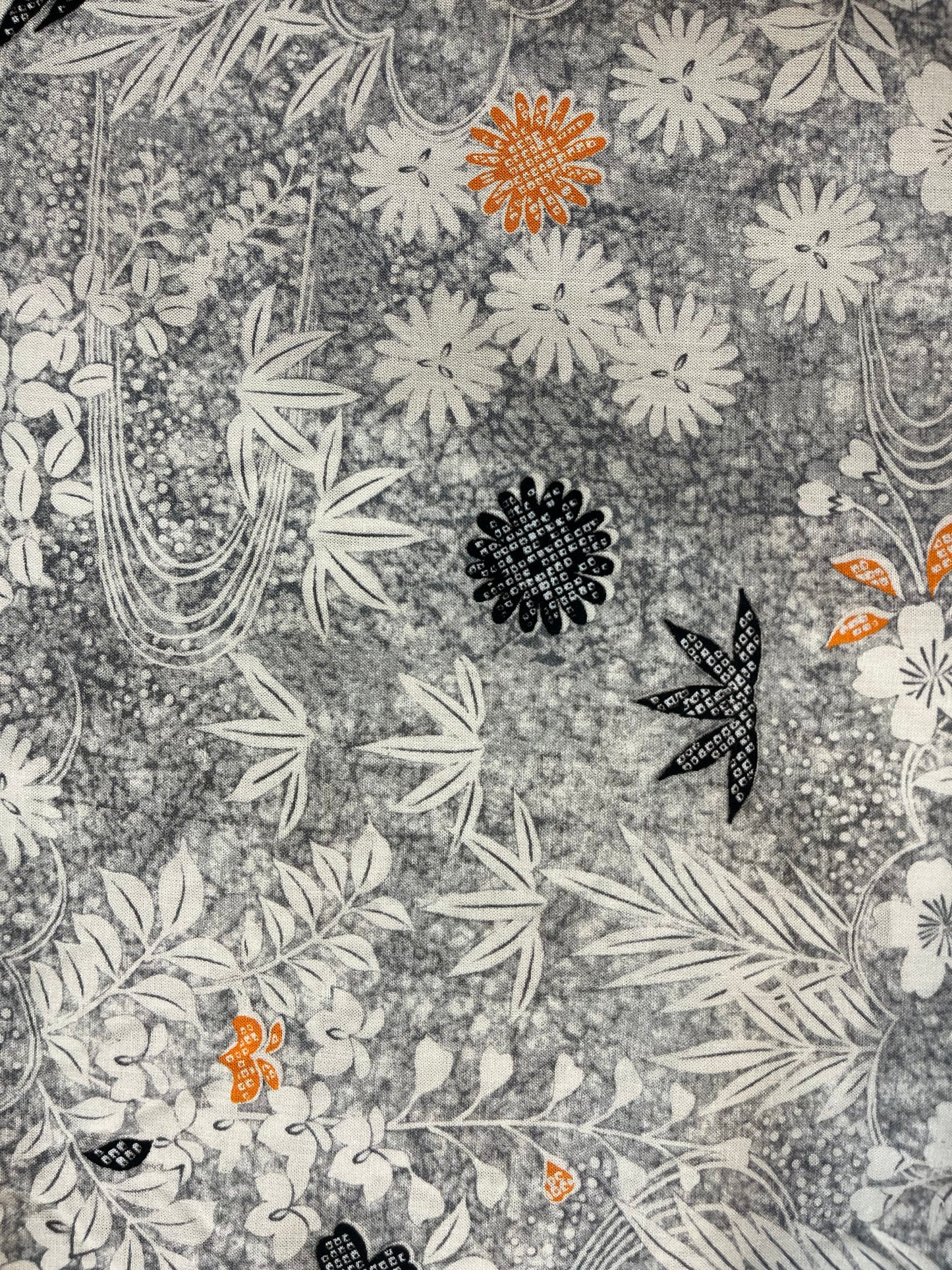 Italian Floral Print Linen Viscose Blend - Navy, Cream & Orange