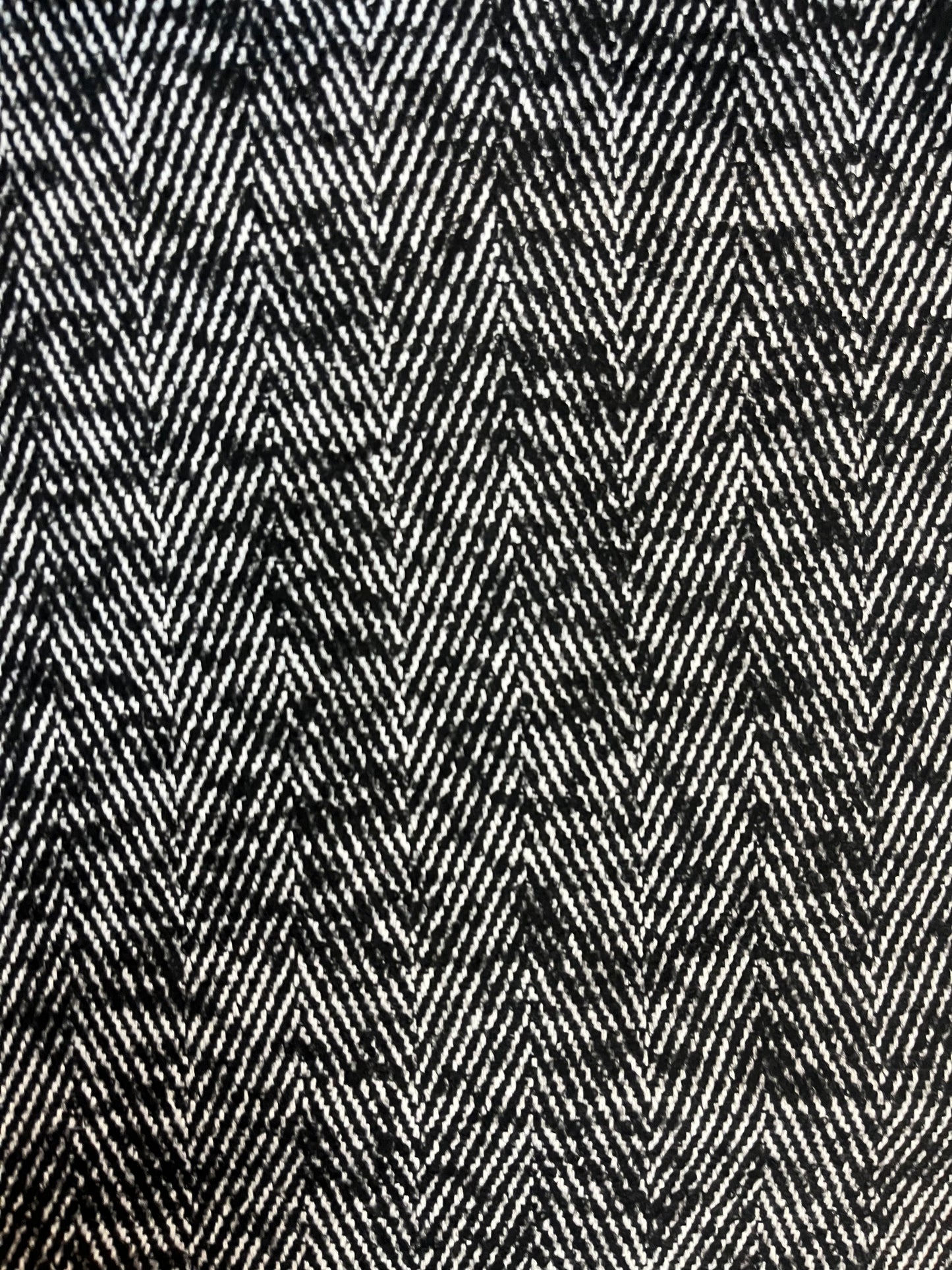 Herringbone Textured Wool - White & Black