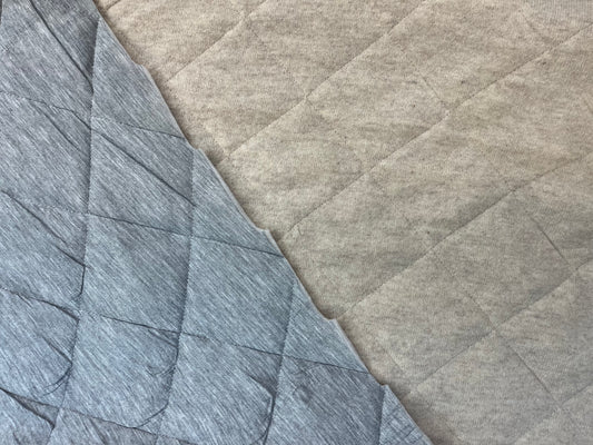 Double Sided Quilted Poly Wool- Oatmeal & Grey