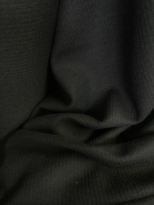 Wool Ponte Ottoman Osman Rib - Jet Black