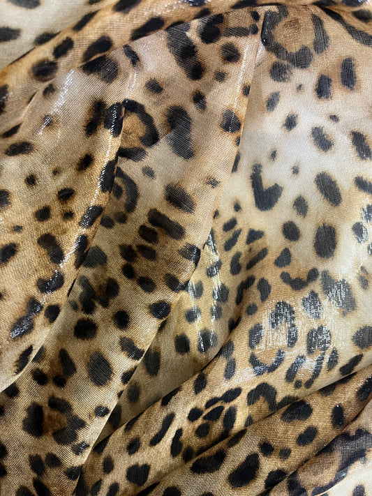 Printed Liquid Silk Chiffon - Lurex Cheetah