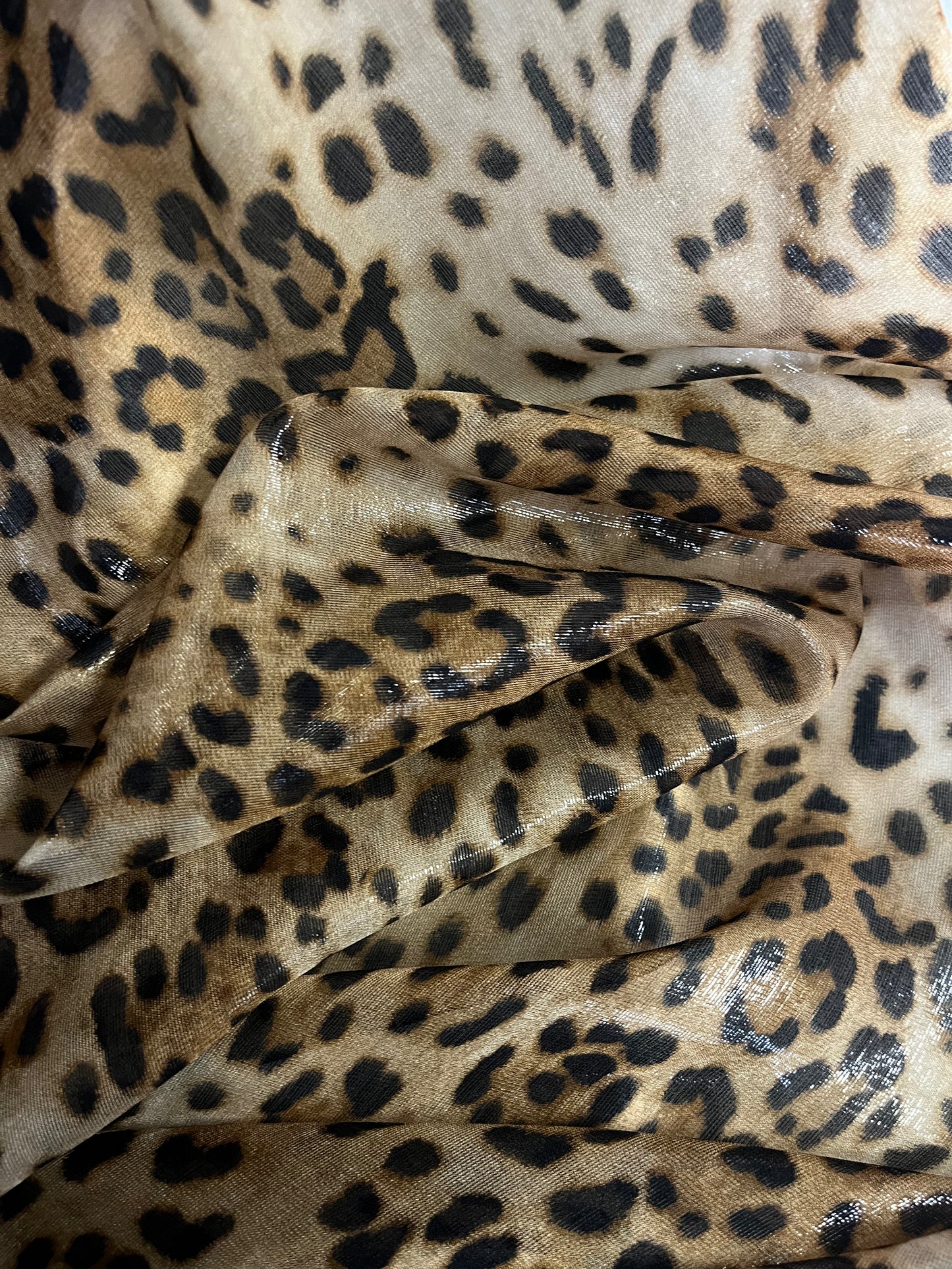 Printed Liquid Silk Chiffon - Lurex Cheetah