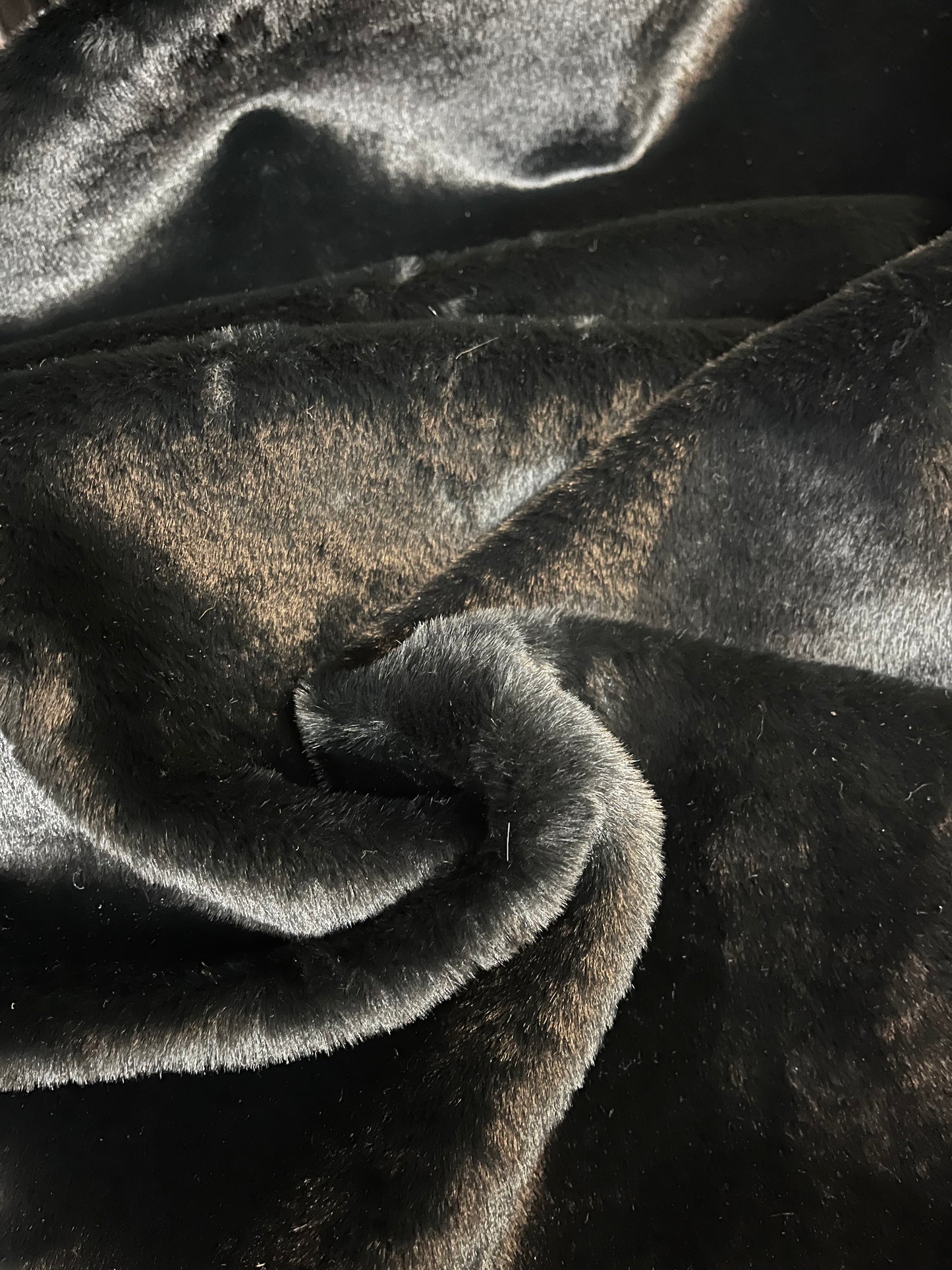 Patent Faux Leather with Fur Backing - Jet Black