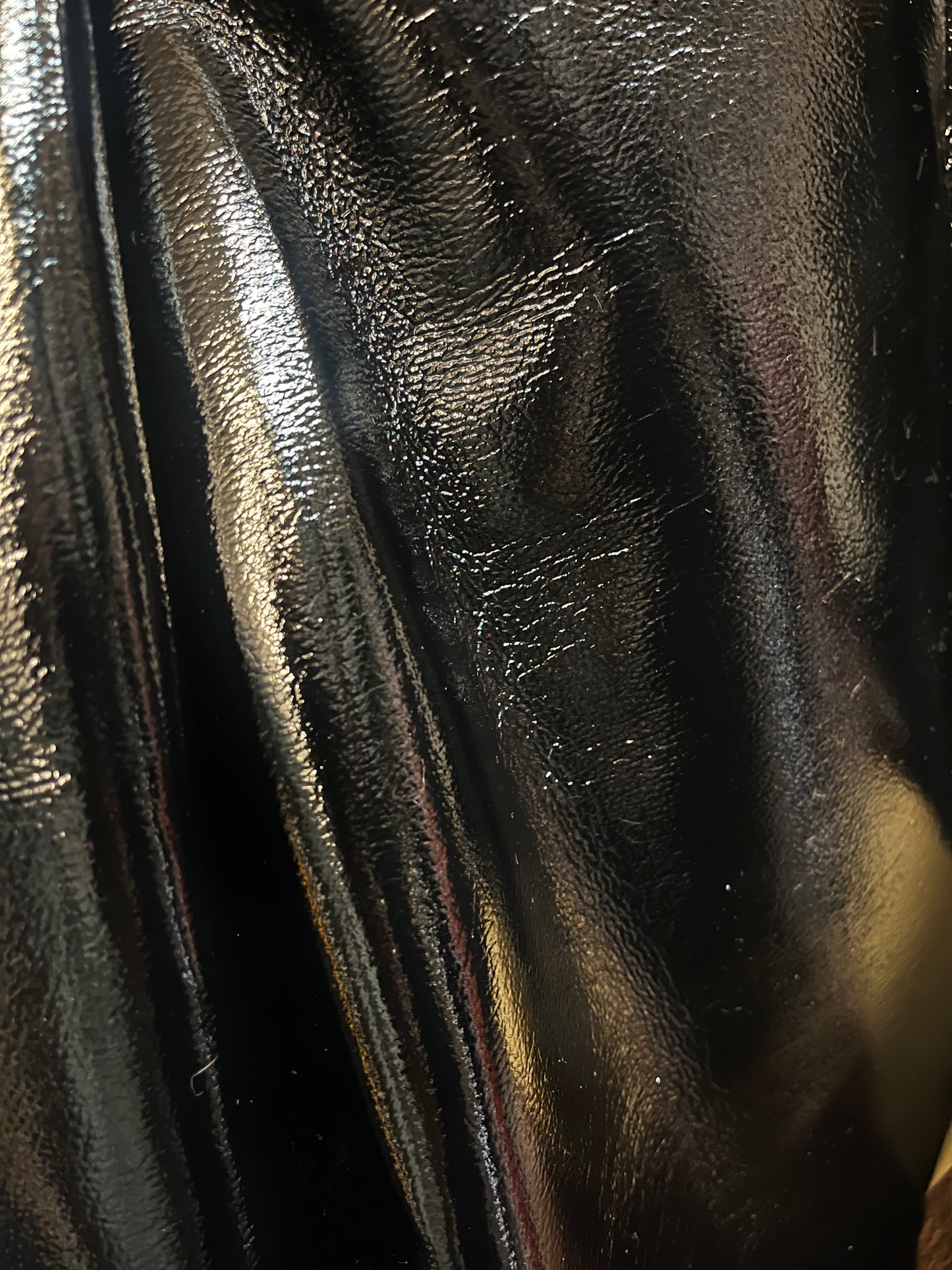 Patent Faux Leather with Fur Backing - Chocolate Brown