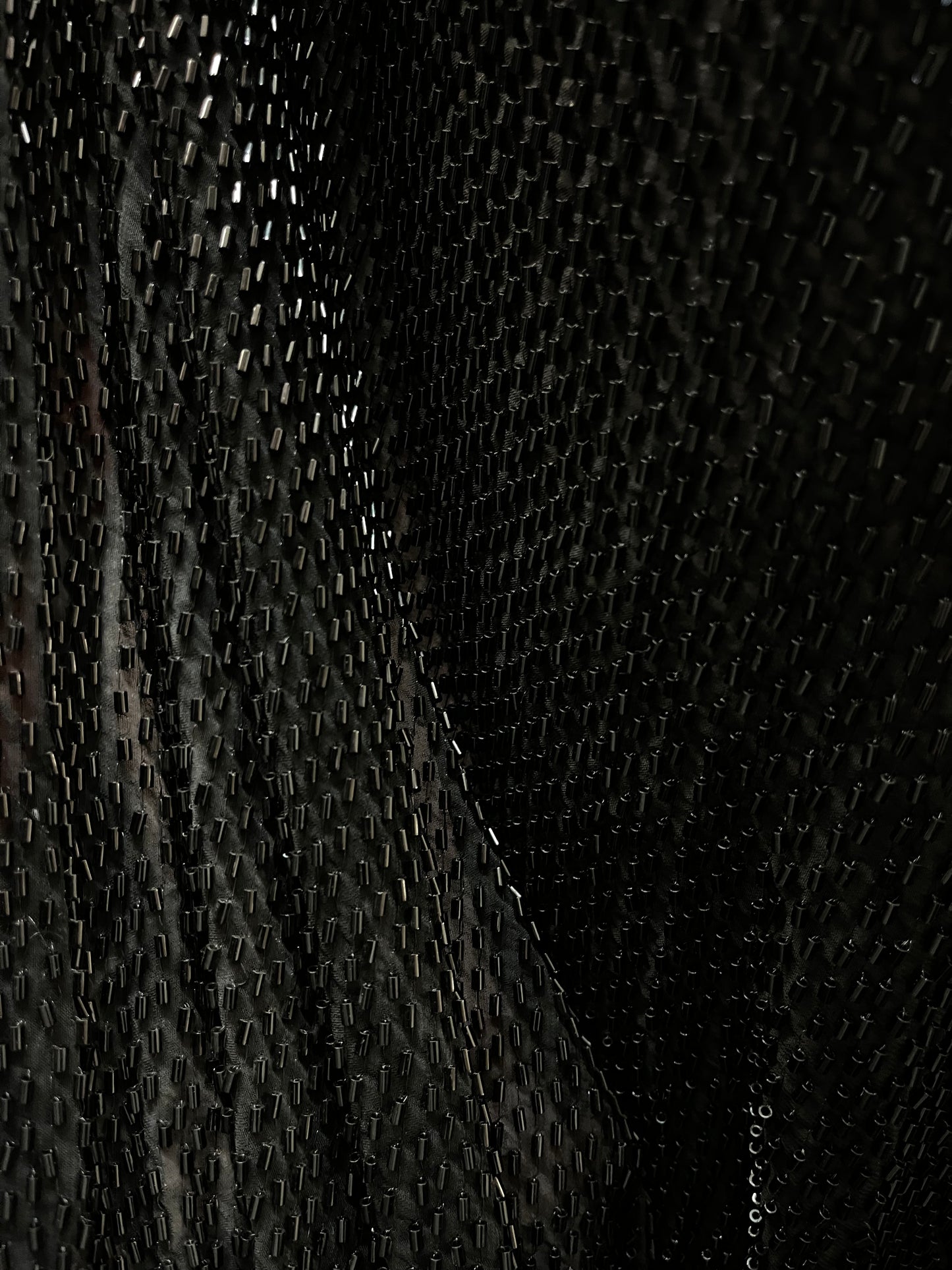 Beaded Poly Chiffon - Jet Black