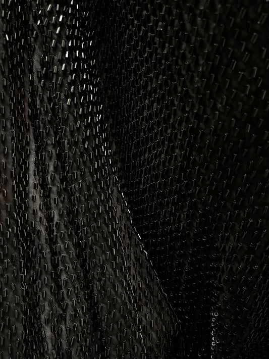 Beaded Poly Chiffon - Jet Black