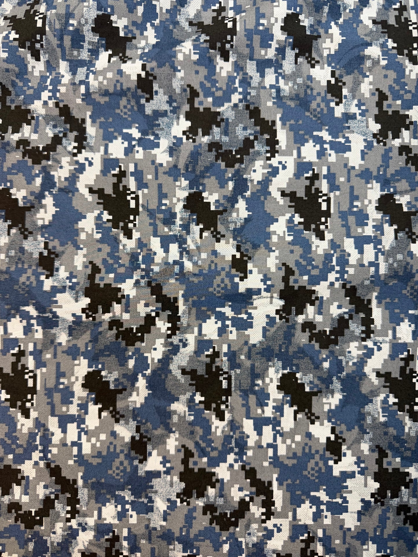 Japanese Reversible Cotton Floral Print - Blue, Grey & Black