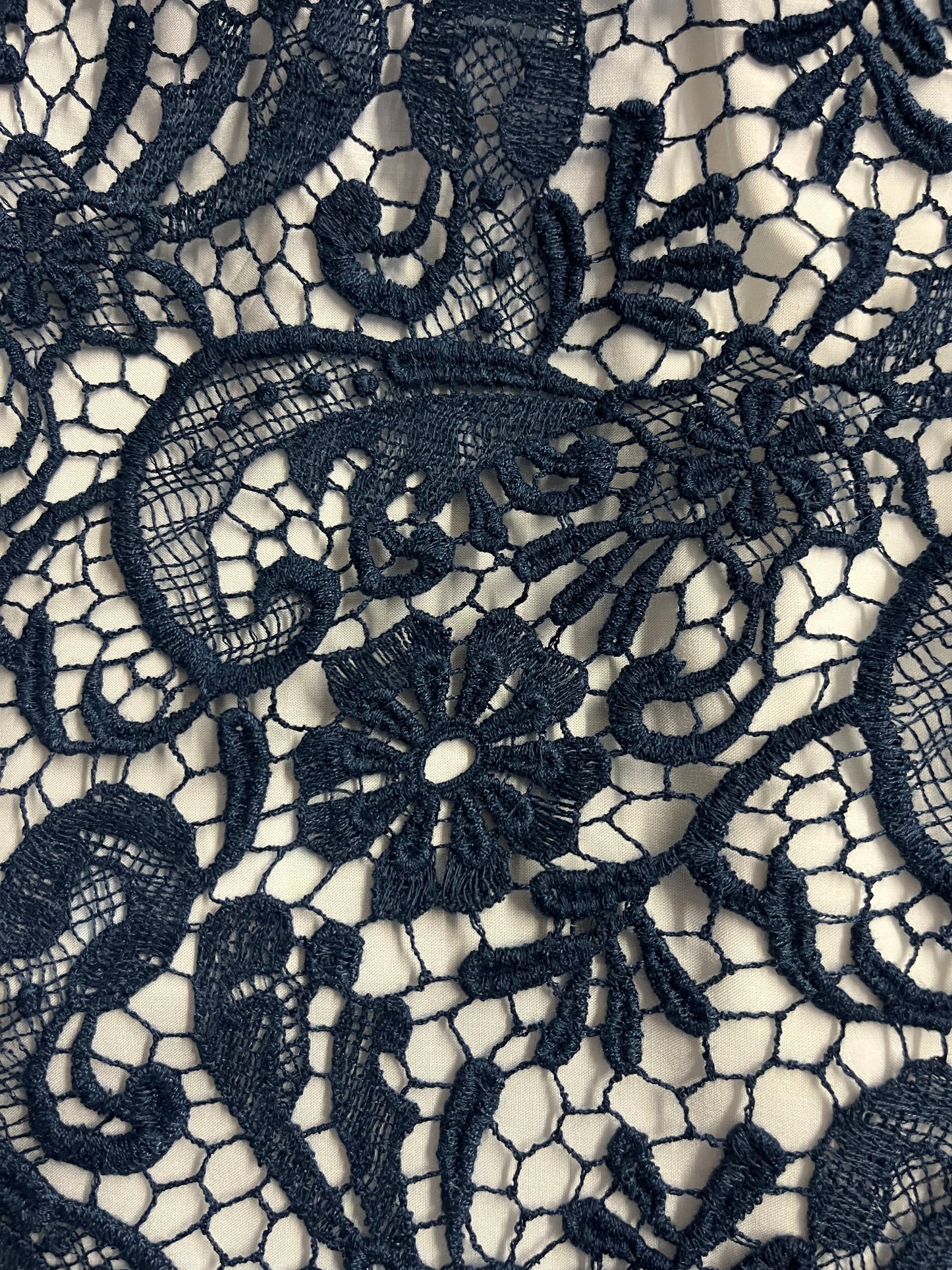 Floral Corded Lace - Dark Blue