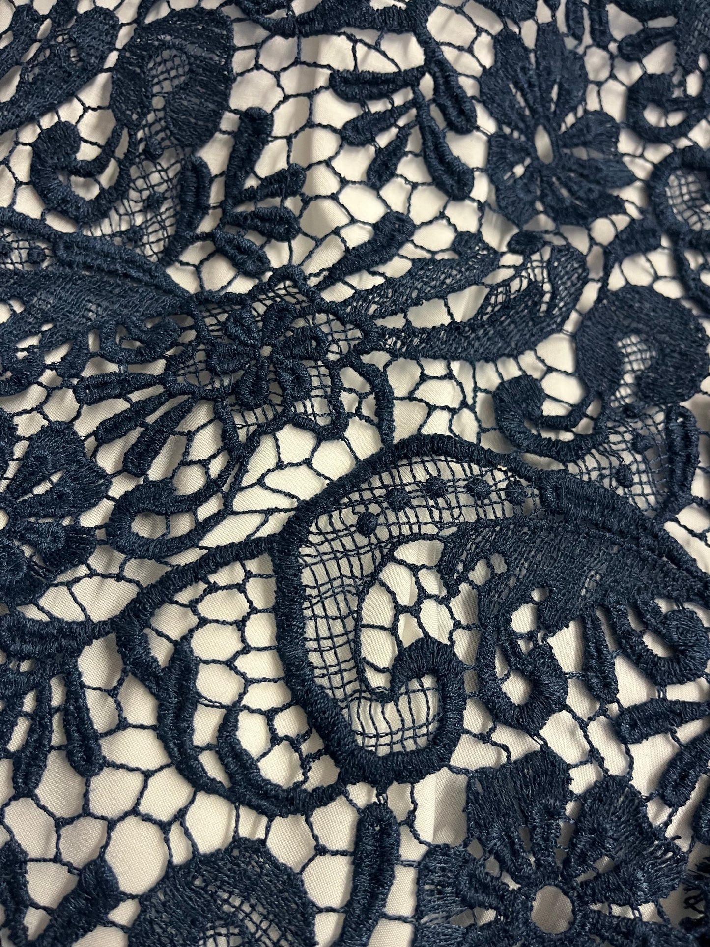 Floral Corded Lace - Dark Blue