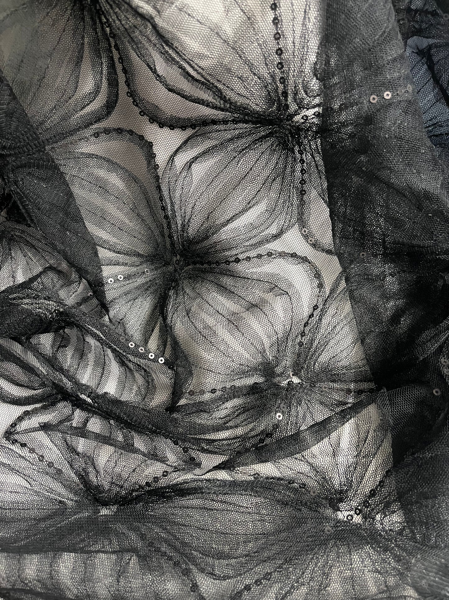 Sequin Embellished Tulle - Jet Black