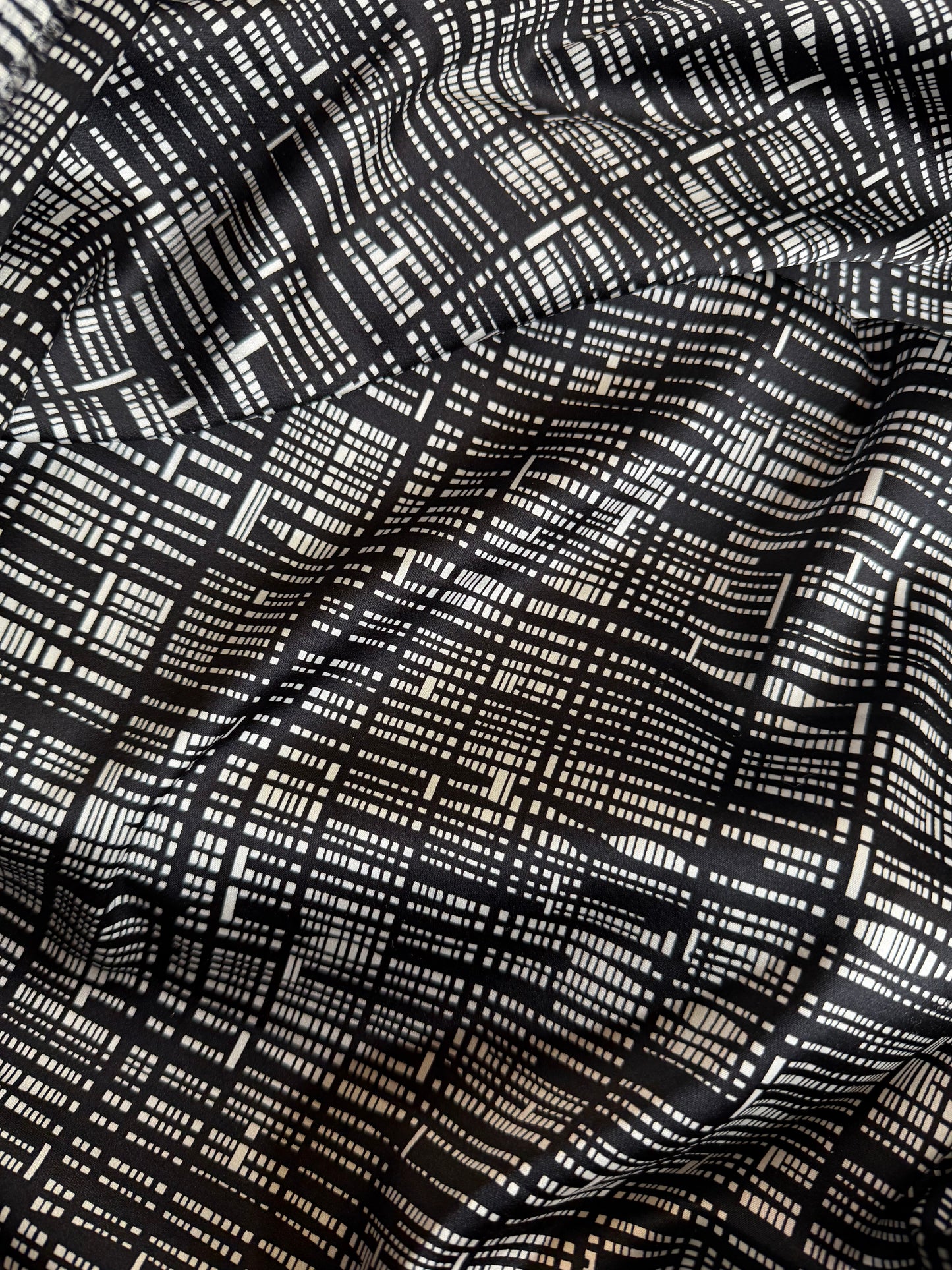 Printed Stretch Silk Charmeuse - Sophisticated Barcode