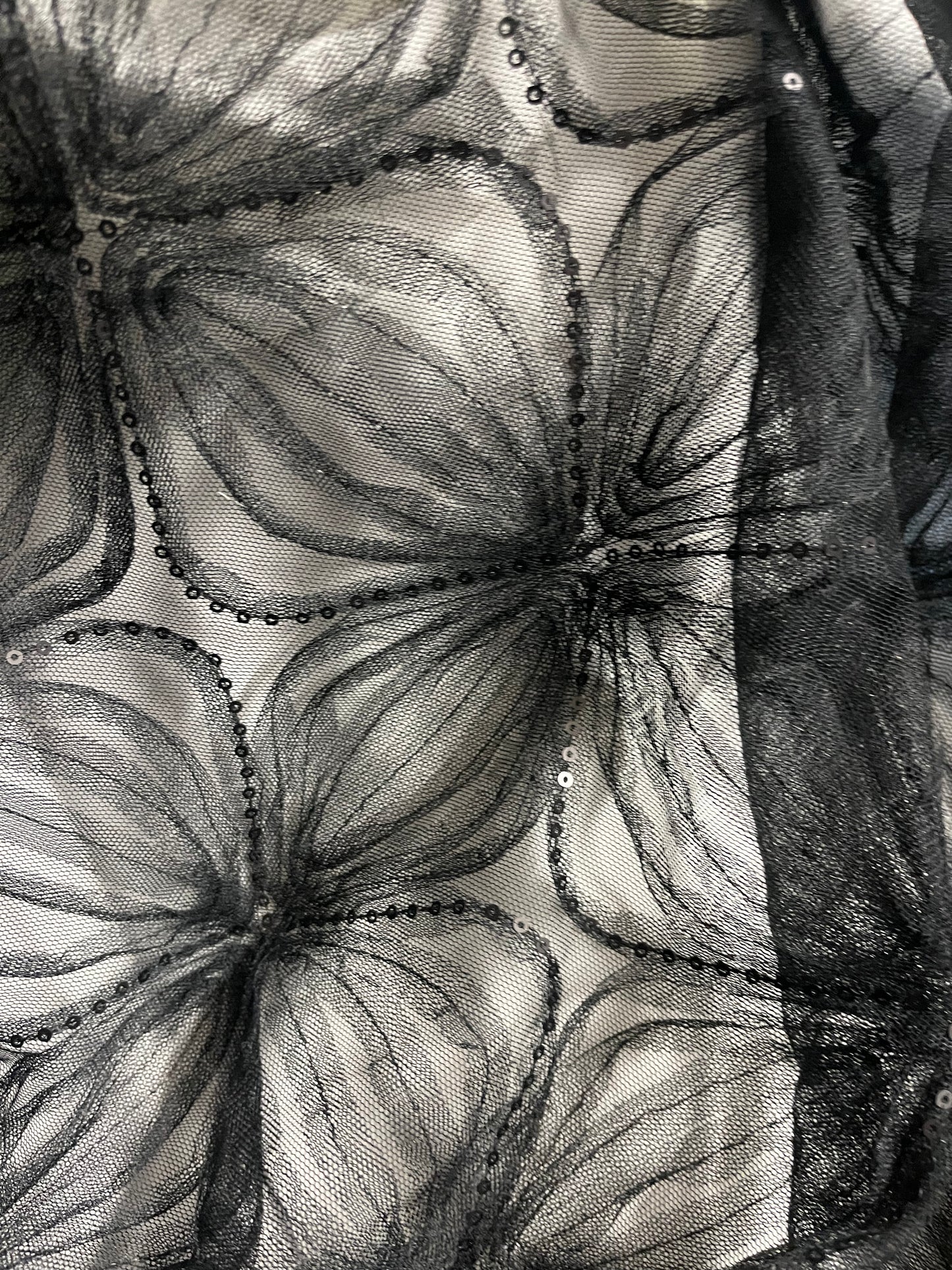 Sequin Embellished Tulle - Jet Black