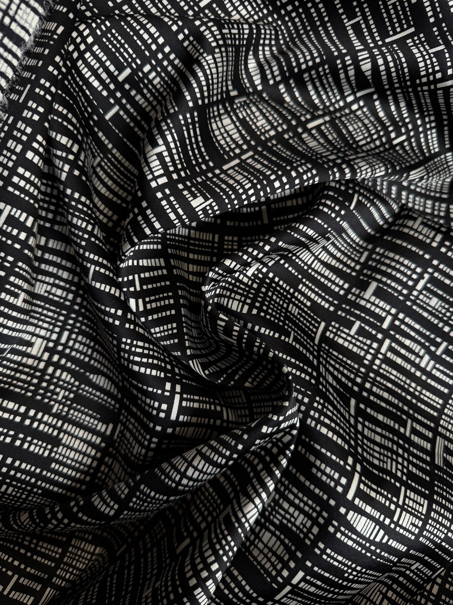Printed Stretch Silk Charmeuse - Sophisticated Barcode