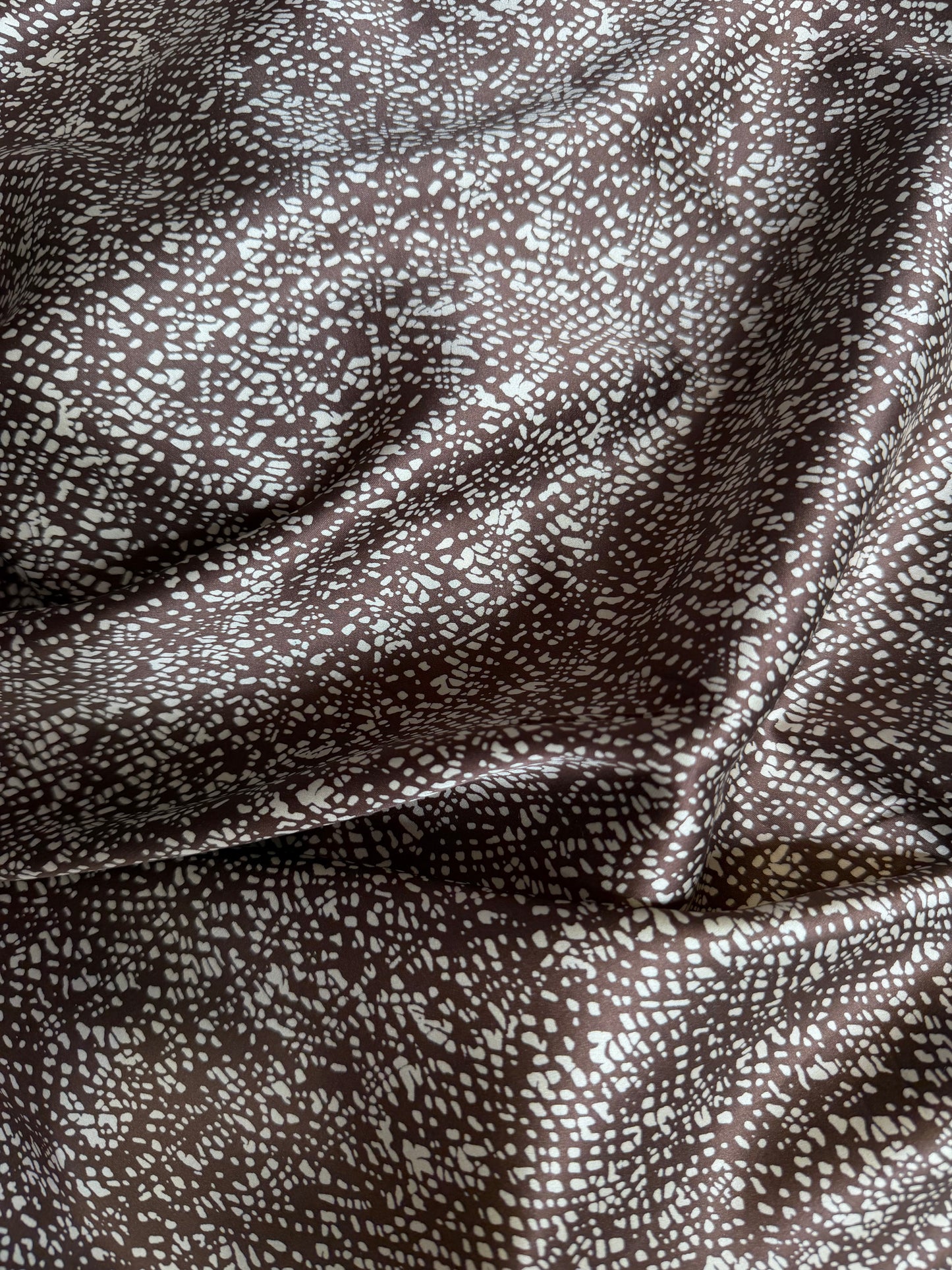 Printed Stretch Silk Charmeuse - Chocolate Brown Polka Dot