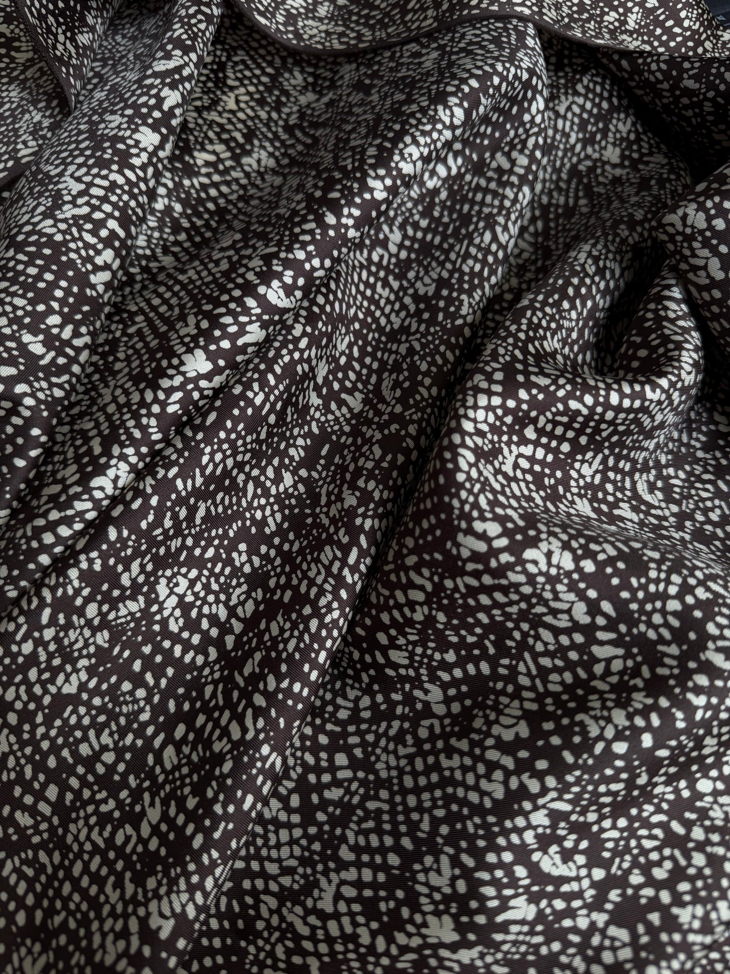 Printed Silk Twill - Chocolate Brown Polka Dot
