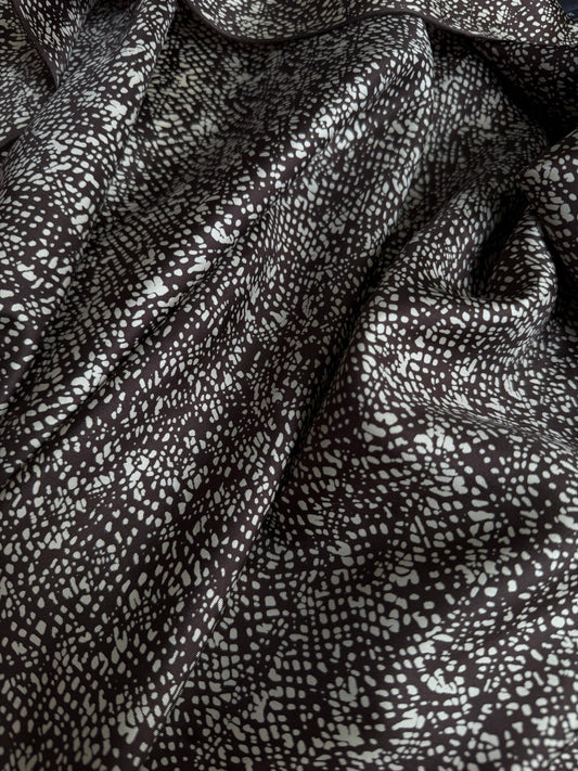 Printed Silk Twill - Chocolate Brown Polka Dot