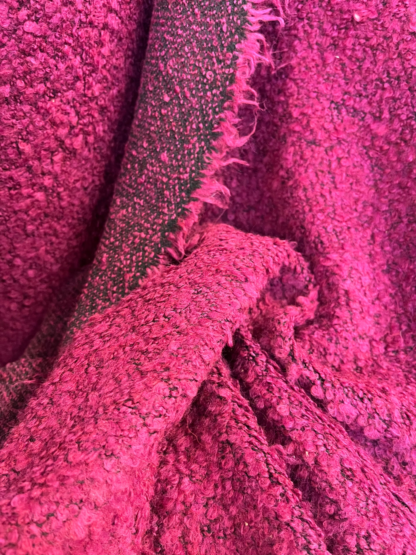 Designer Knit Wool Blend Boucle - Fushia