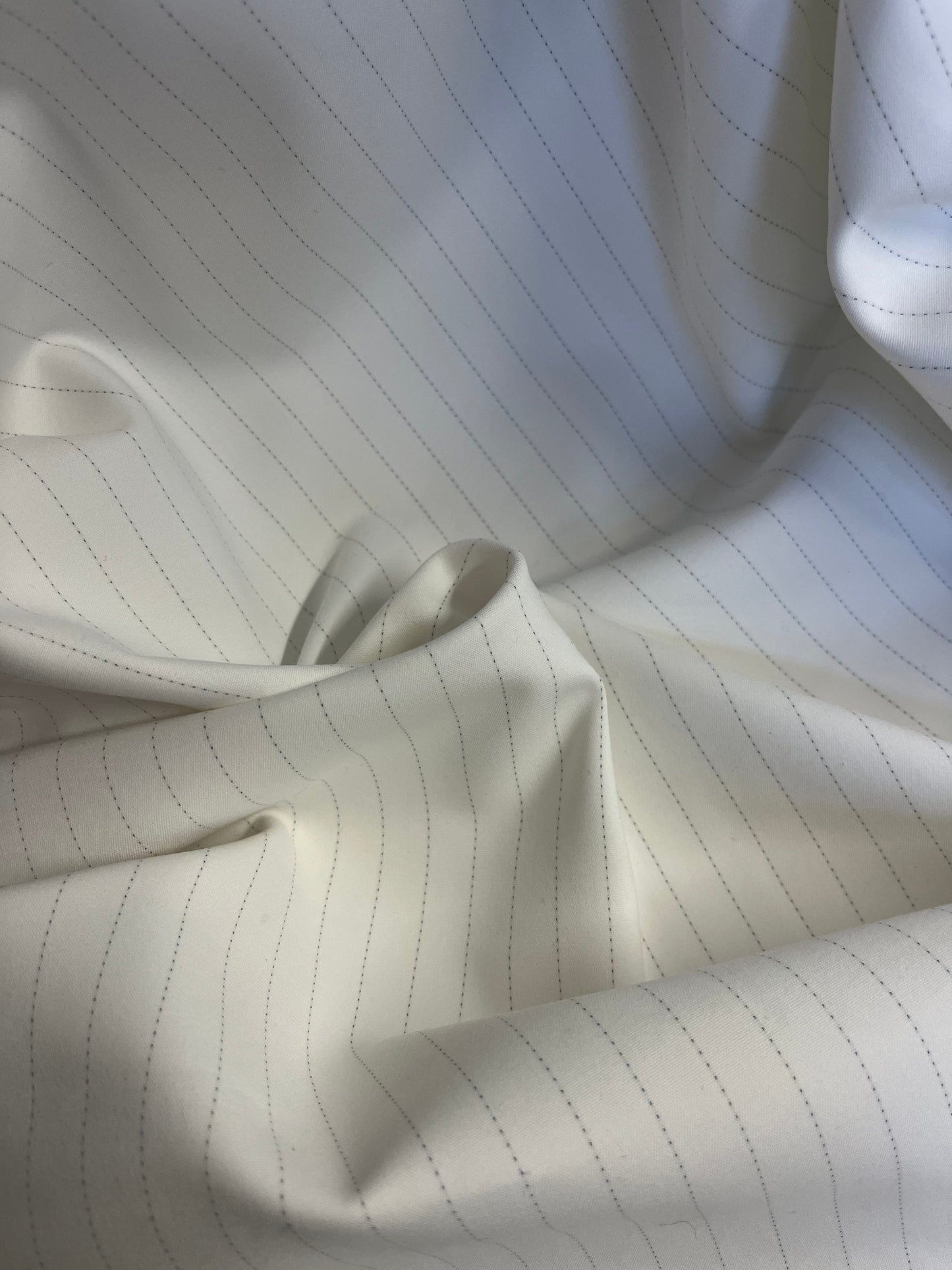 Stretch Cotton Stripe - Ivory & Grey