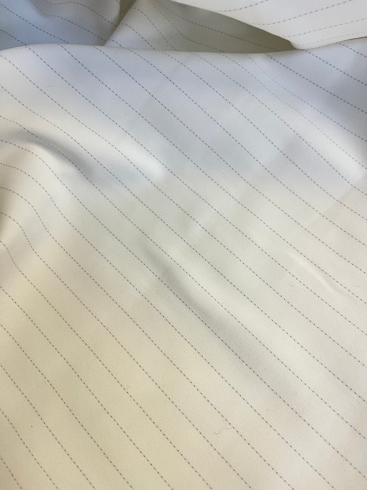 Stretch Cotton Stripe - Ivory & Grey