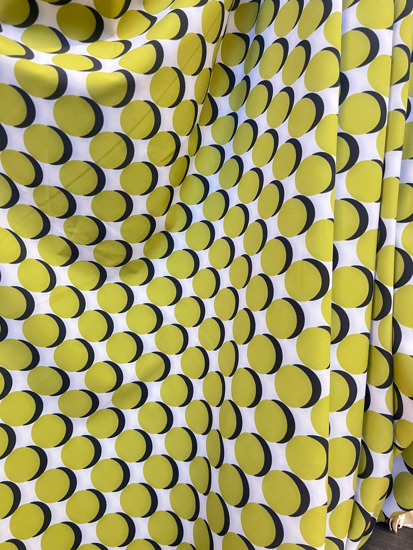 Jumbo Polka Dot Printed Poly Jersey - Green, White & Black