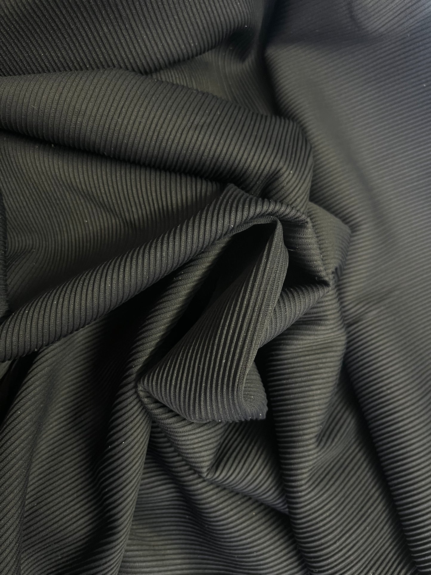 Micro Pleated Stretch Poly - Jet Black