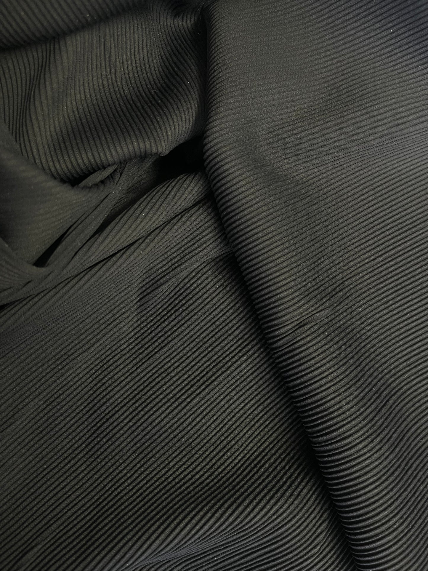 Micro Pleated Stretch Poly - Jet Black
