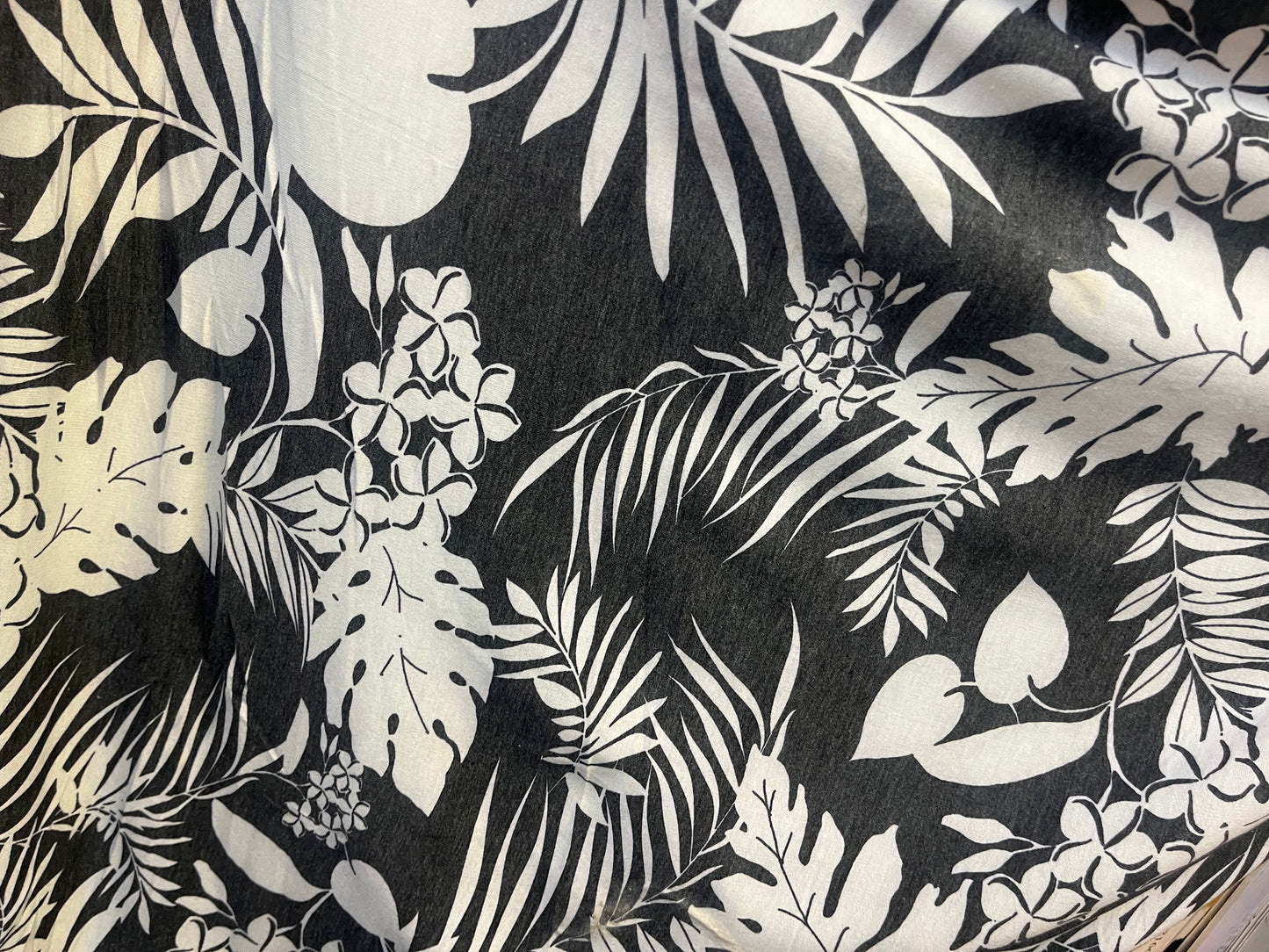 Tropical Printed Poly French Terry - Grey & Off-White