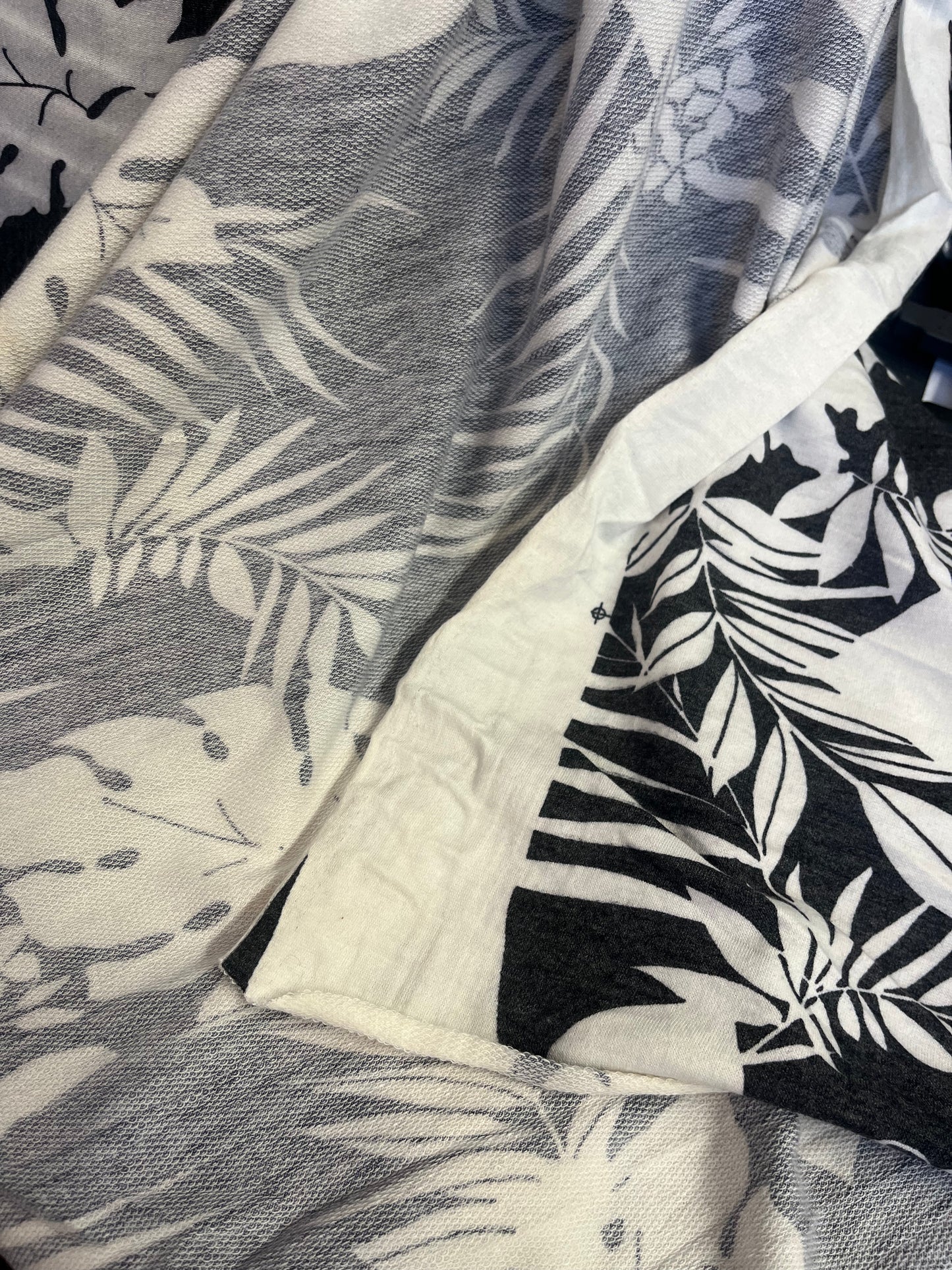 Tropical Printed Poly French Terry - Grey & Off-White