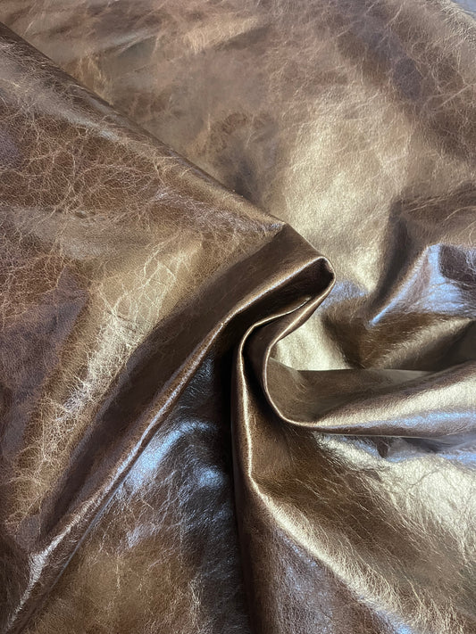 Designer Leather - Patent Chocolate Brown