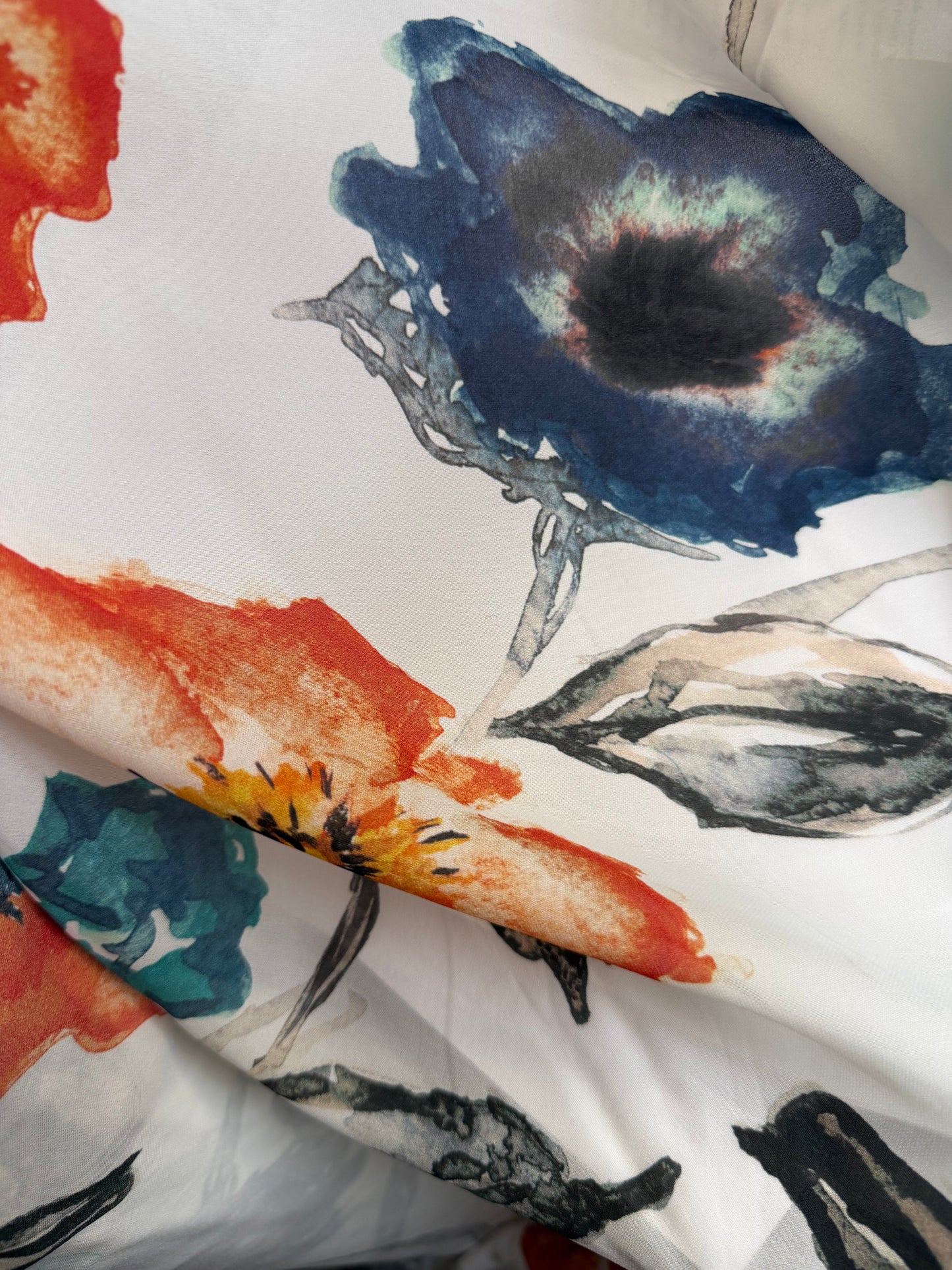 Italian Silk Georgette - Watercolor Floral